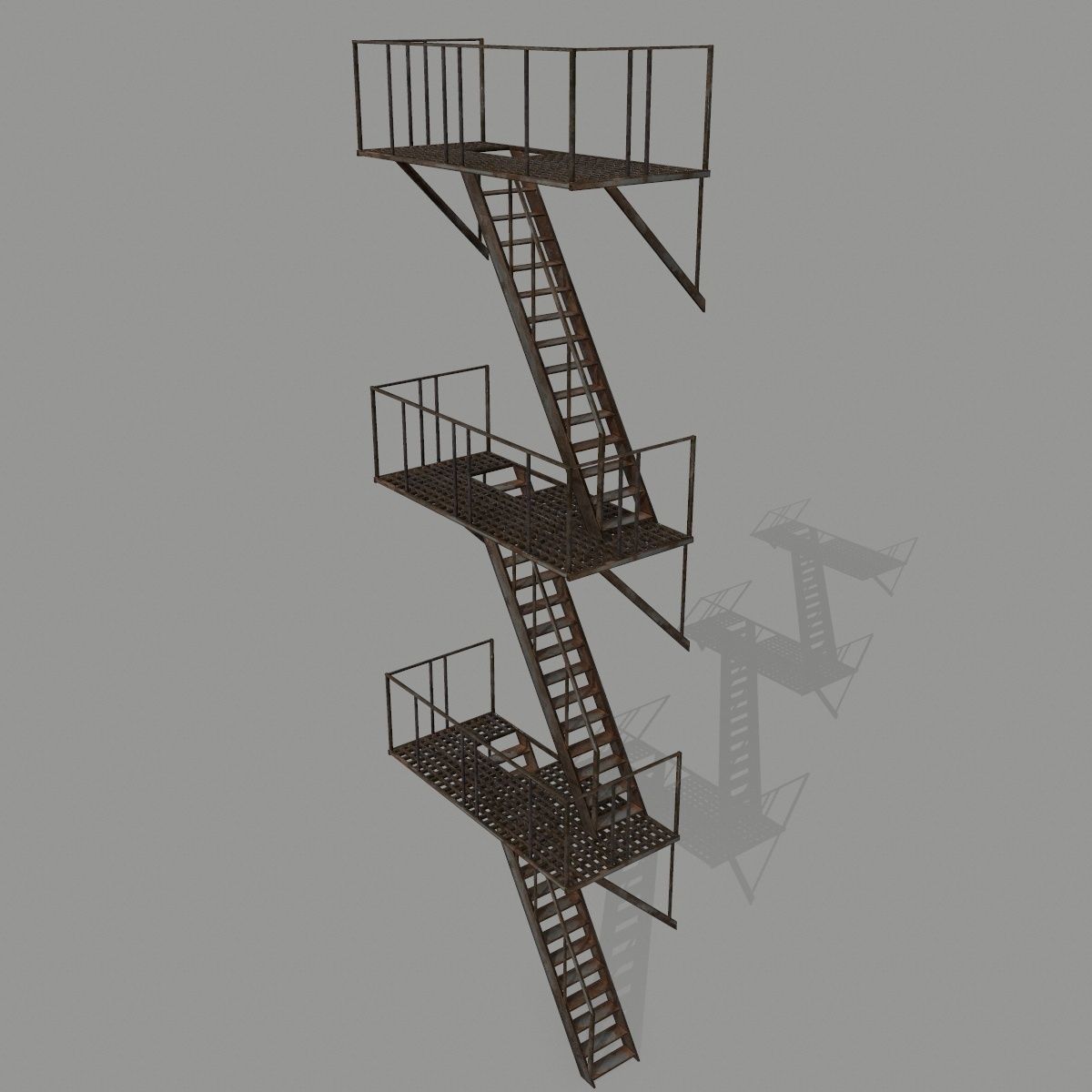 Fire Escape Low-poly 3D model_1