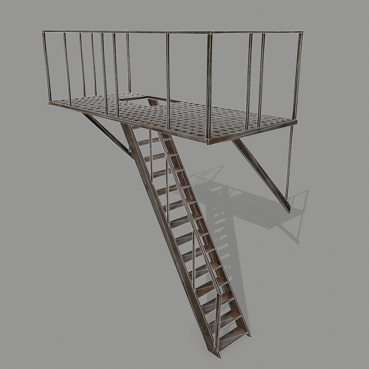 Fire Escape Low-poly 3D model_10