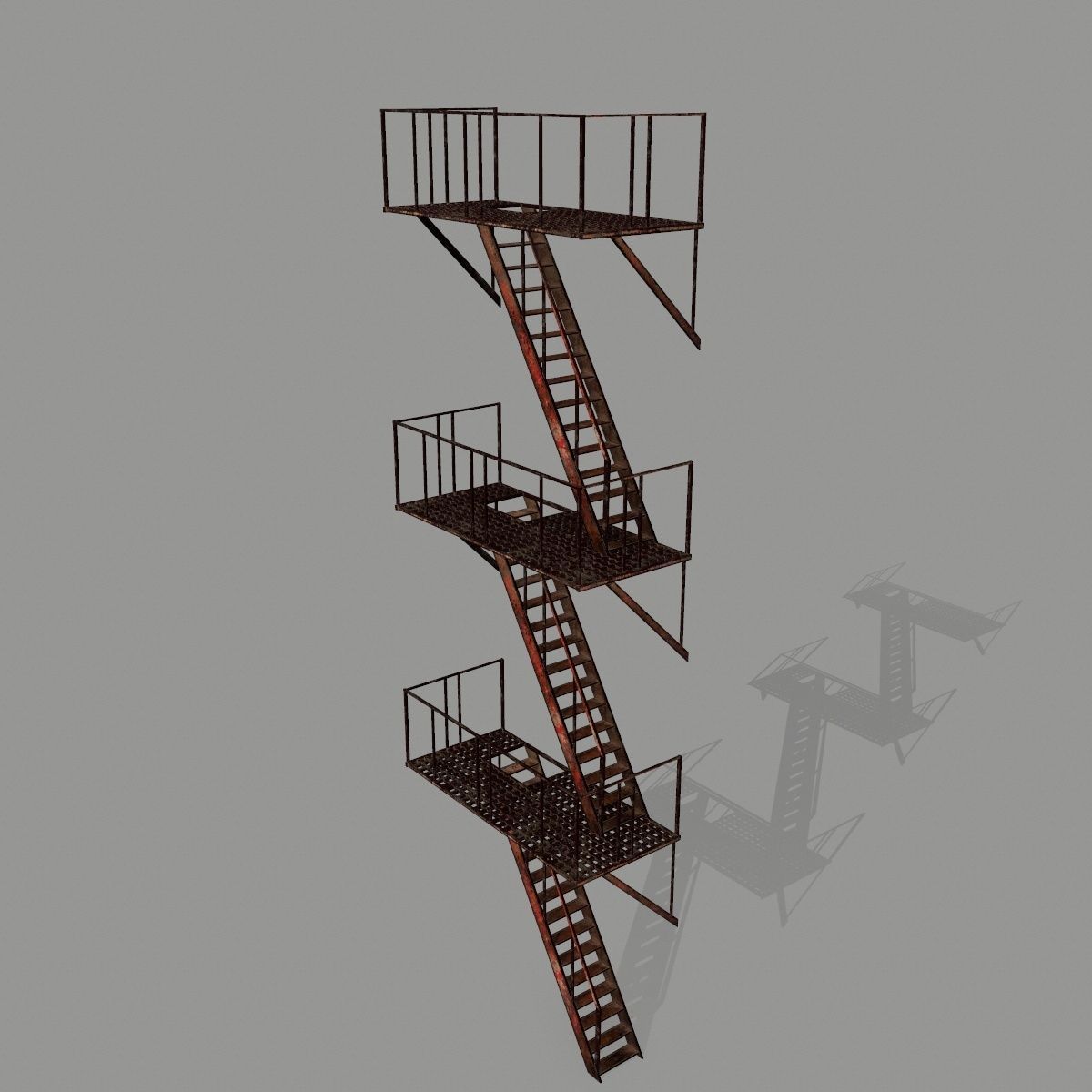 Fire Escape Low-poly 3D model_1