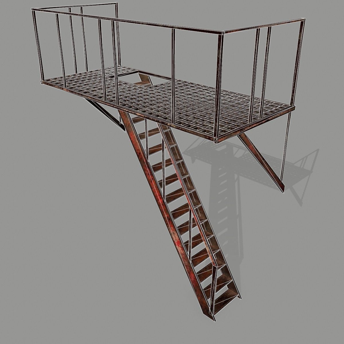 Fire Escape Low-poly 3D model_9