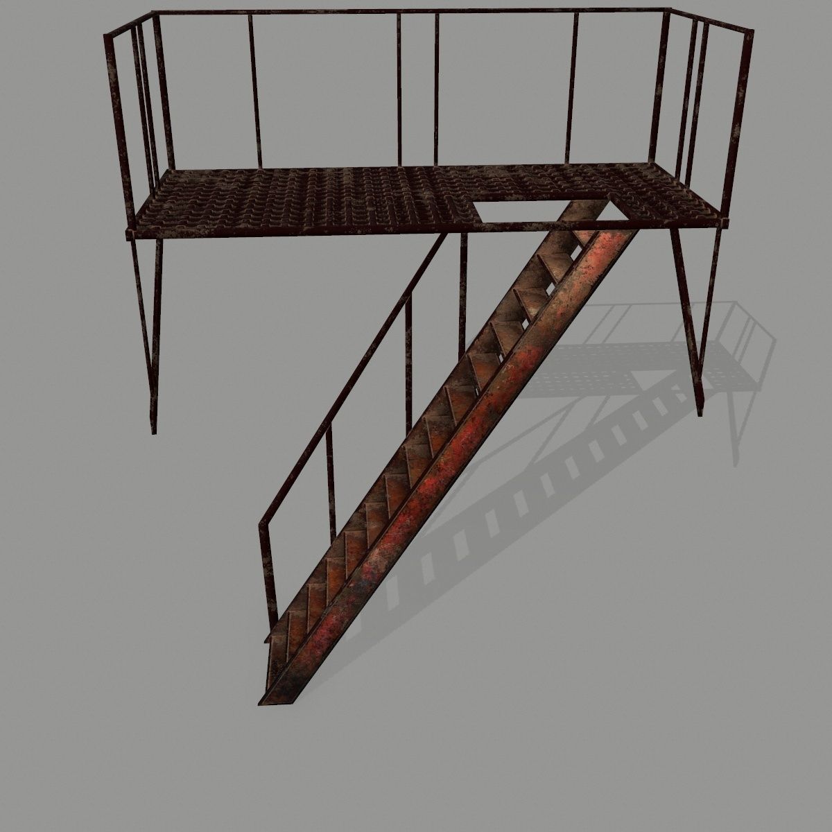 Fire Escape Low-poly 3D model_4
