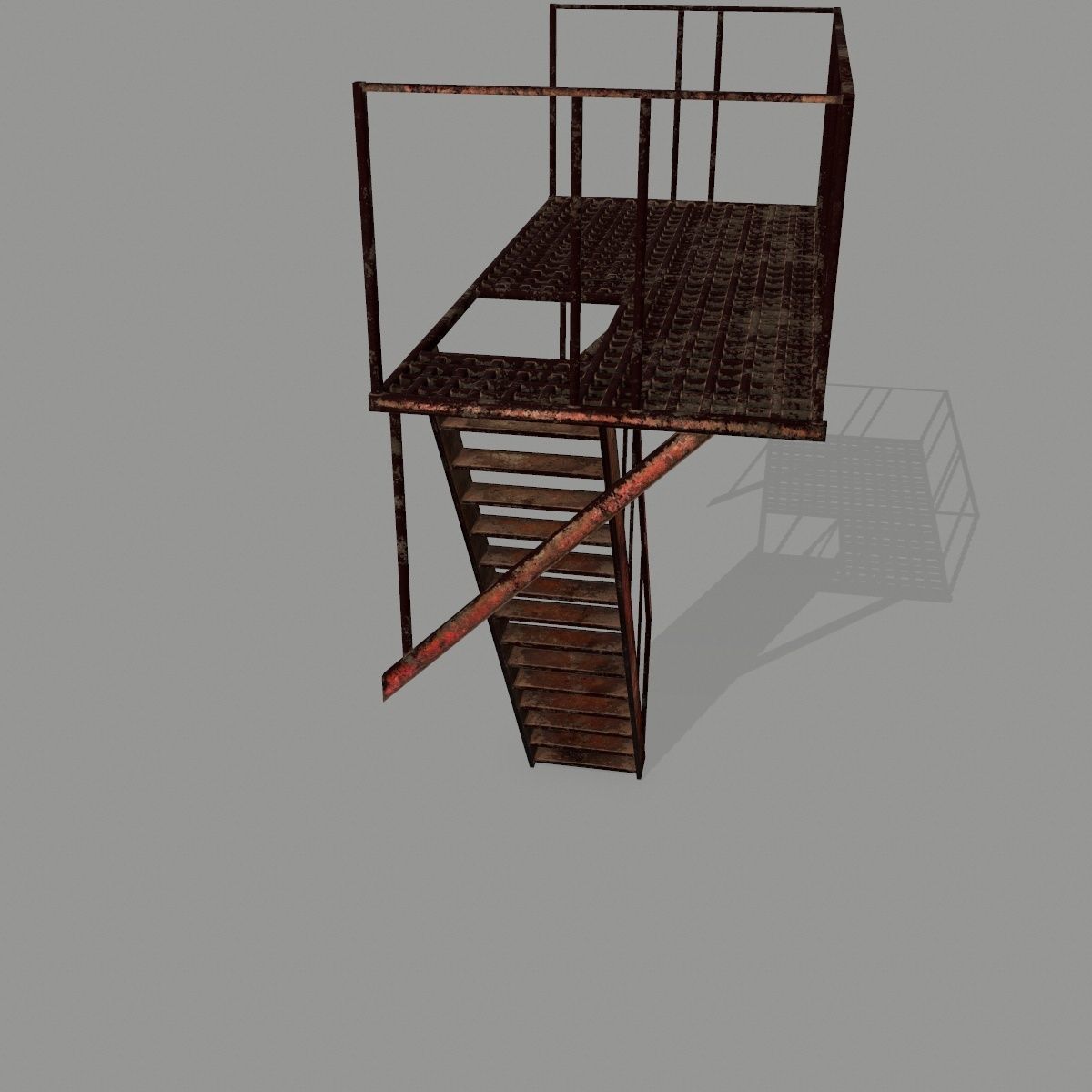Fire Escape Low-poly 3D model_6