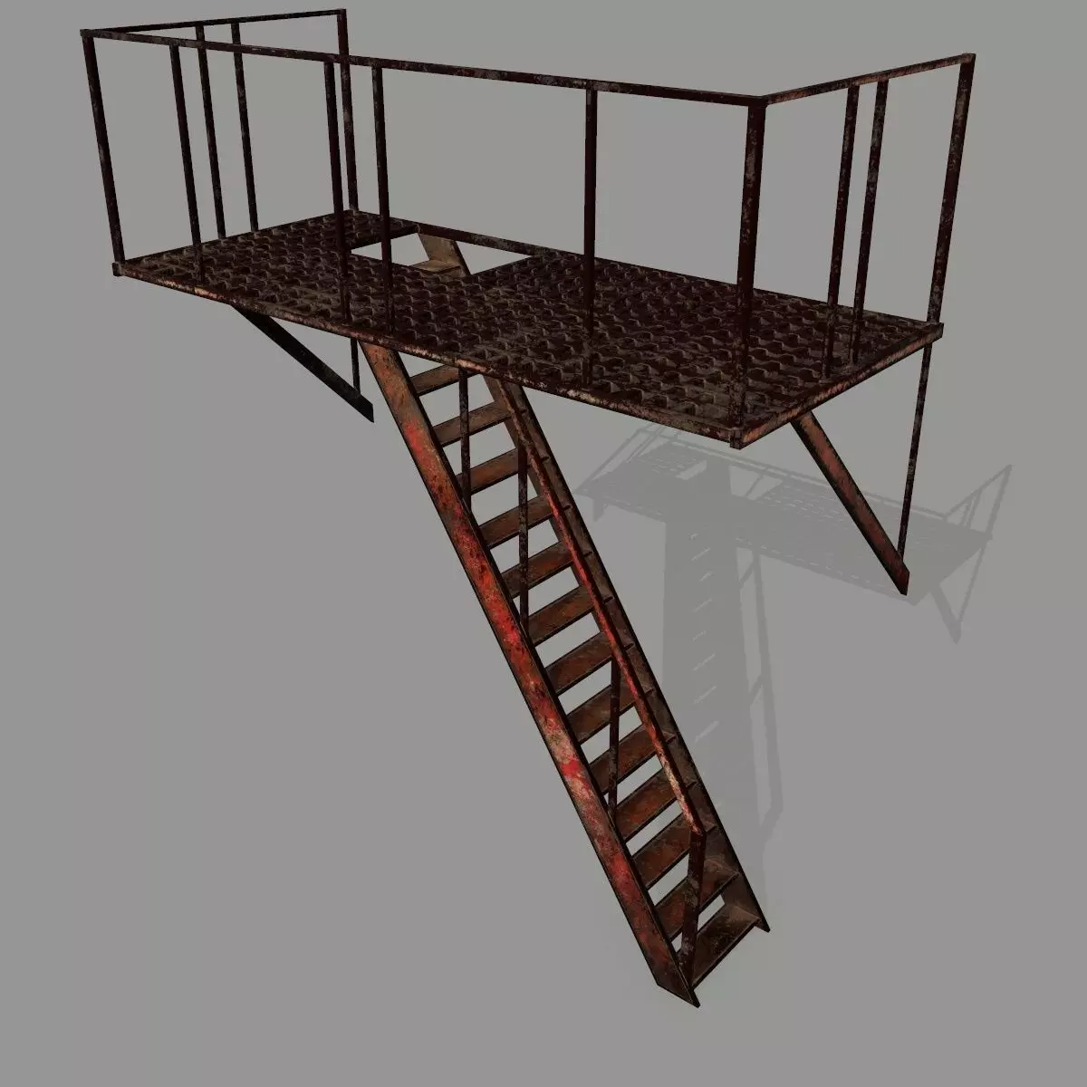 Fire Escape Low-poly 3D model_0