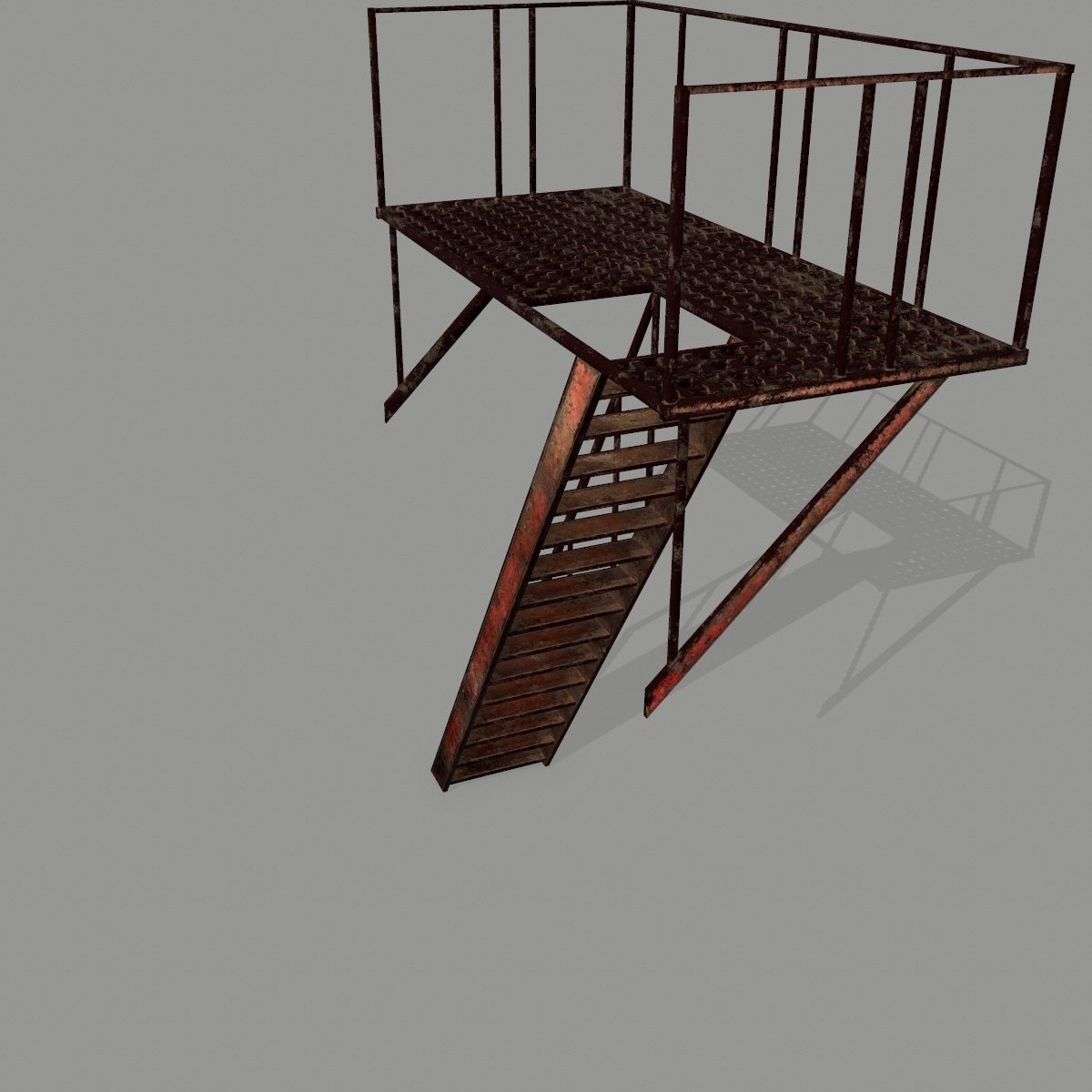 Fire Escape Low-poly 3D model_5