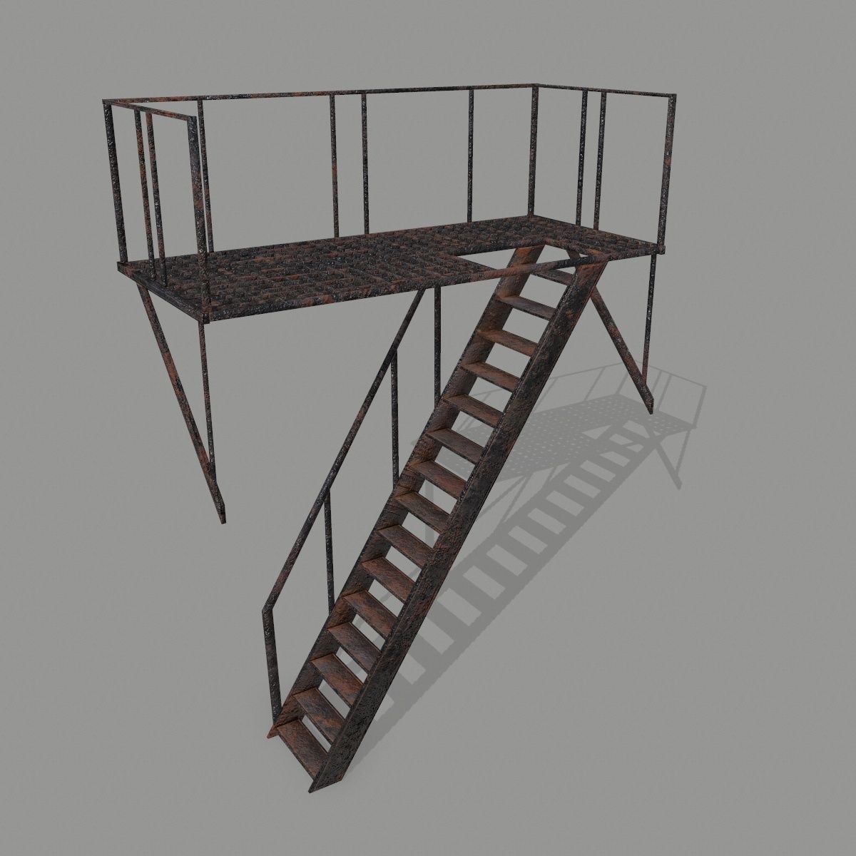 Fire Escape Low-poly 3D model_3