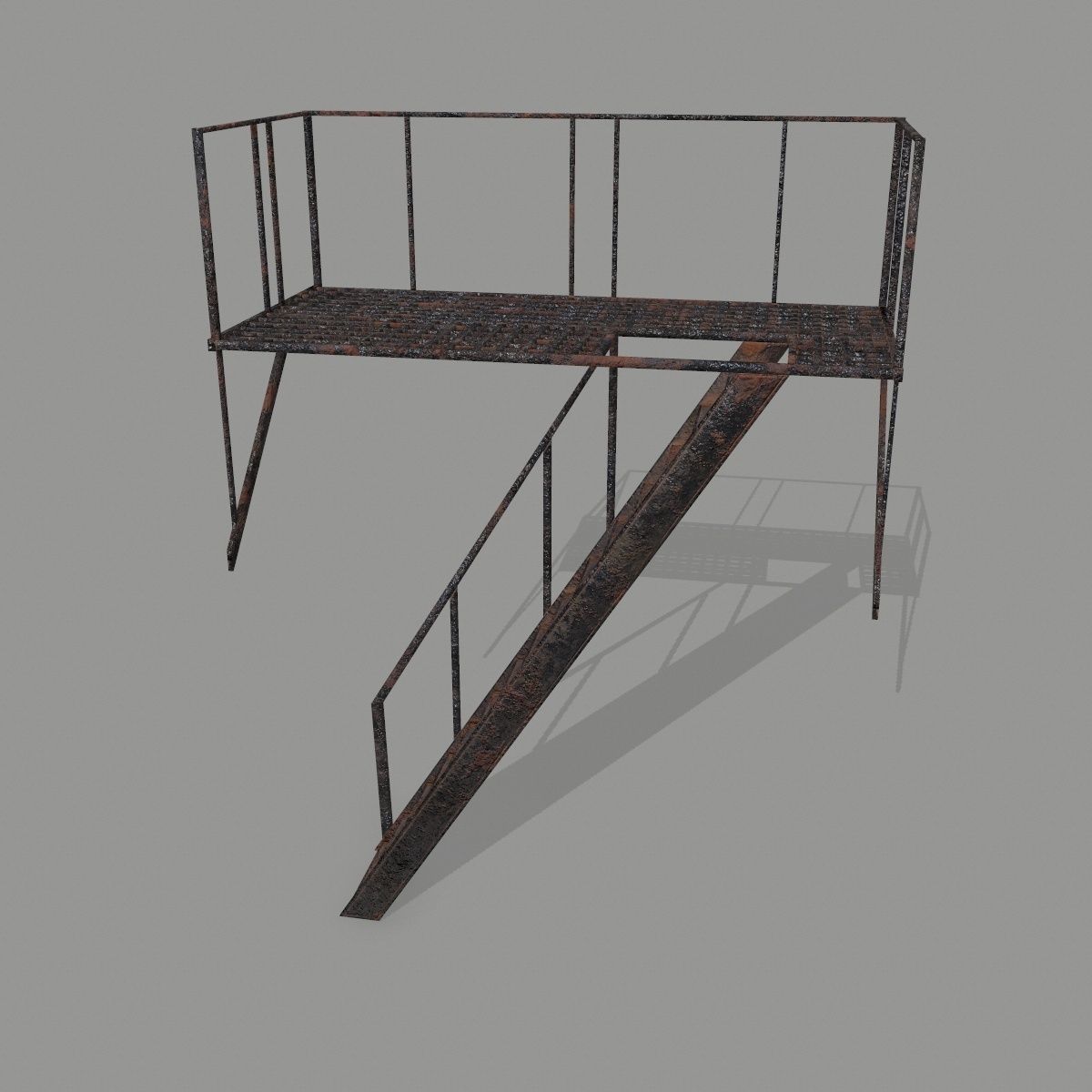 Fire Escape Low-poly 3D model_4