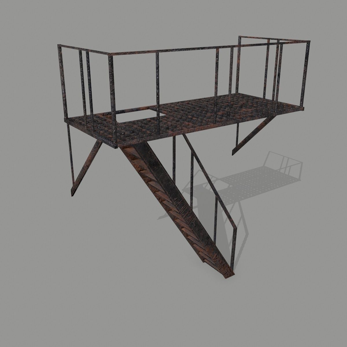 Fire Escape Low-poly 3D model_7