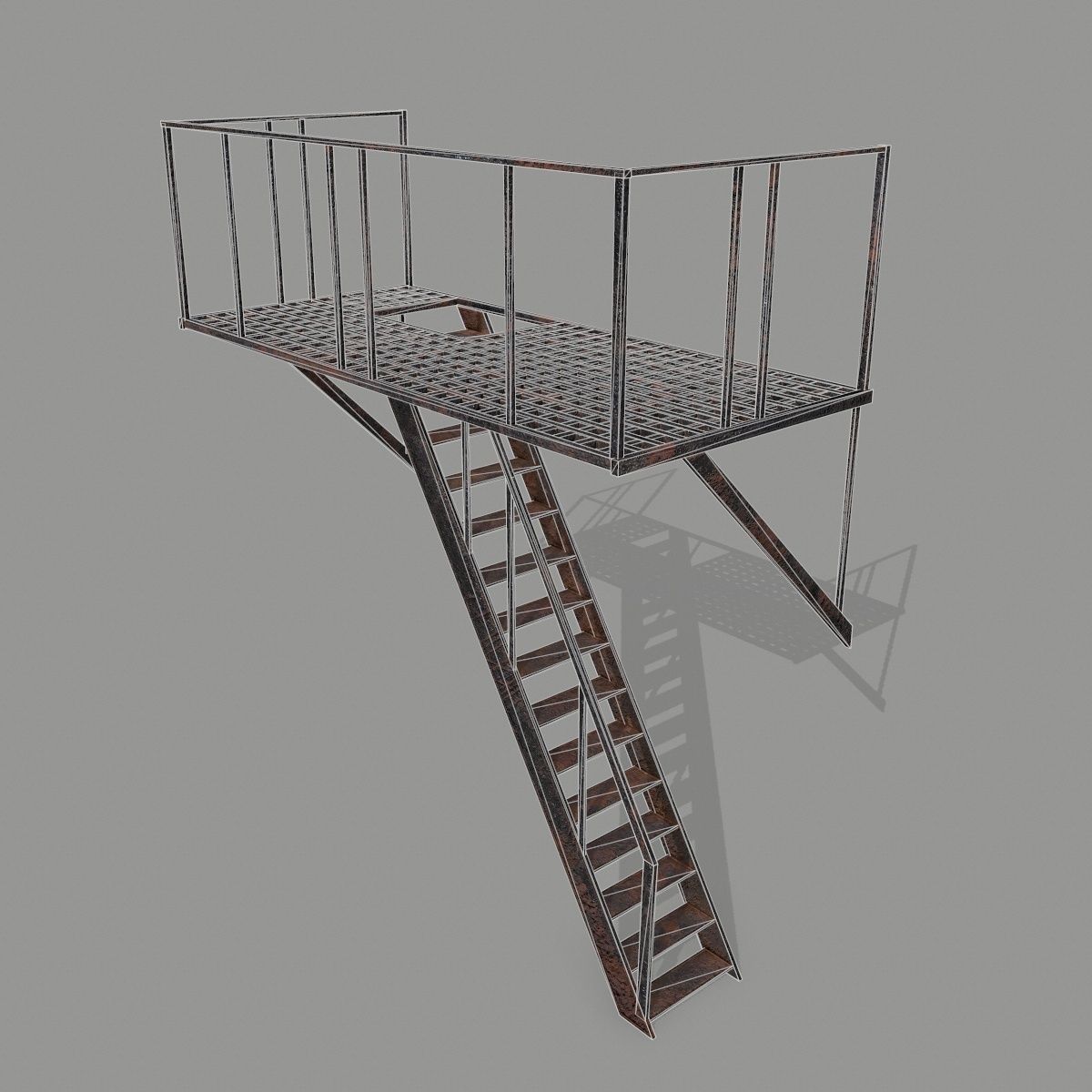 Fire Escape Low-poly 3D model_9