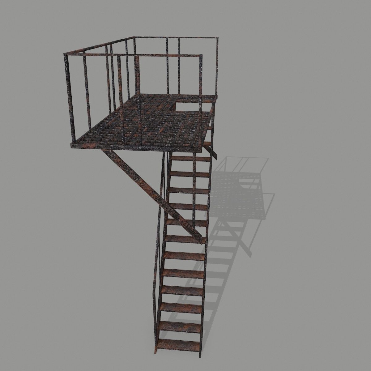 Fire Escape Low-poly 3D model_2