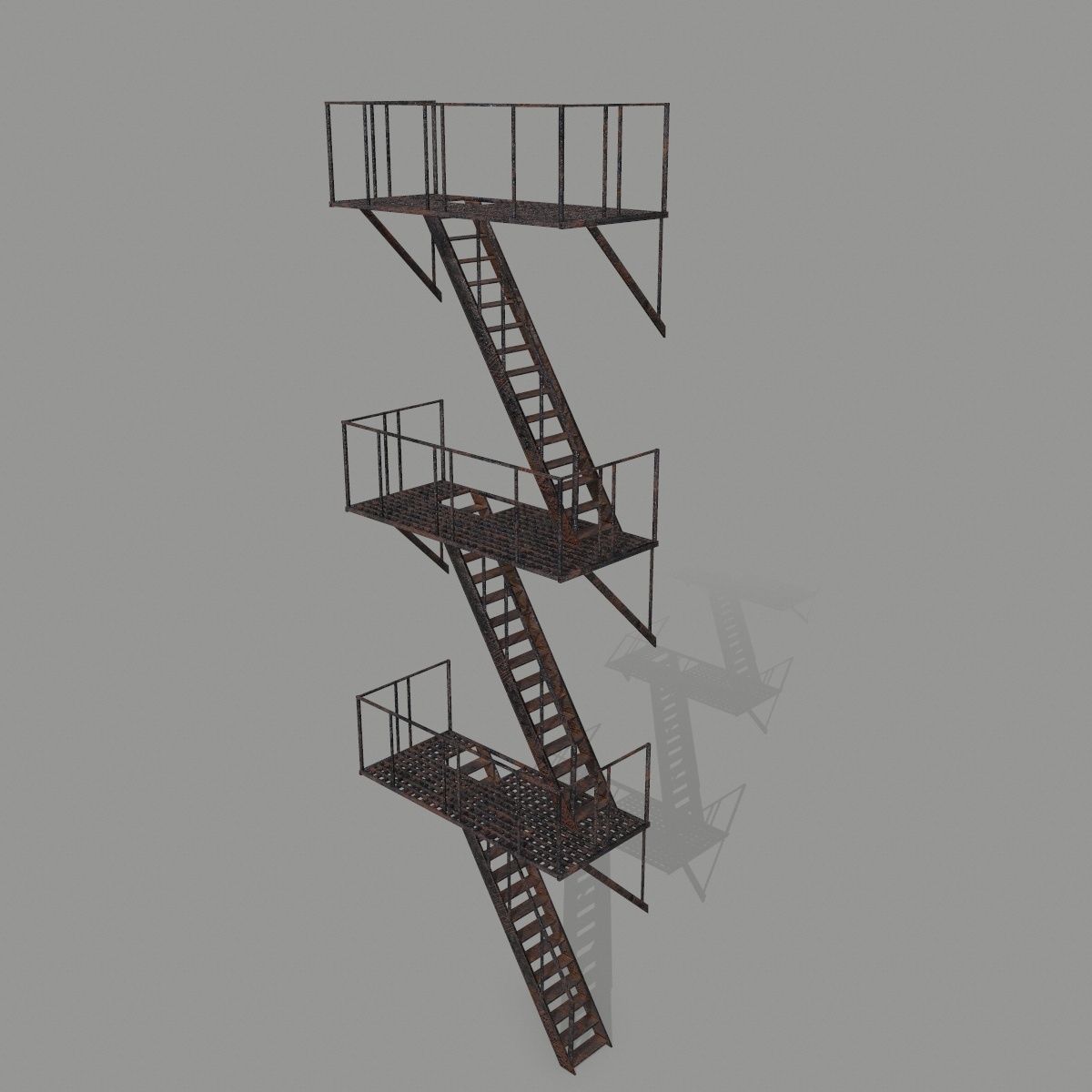 Fire Escape Low-poly 3D model_1