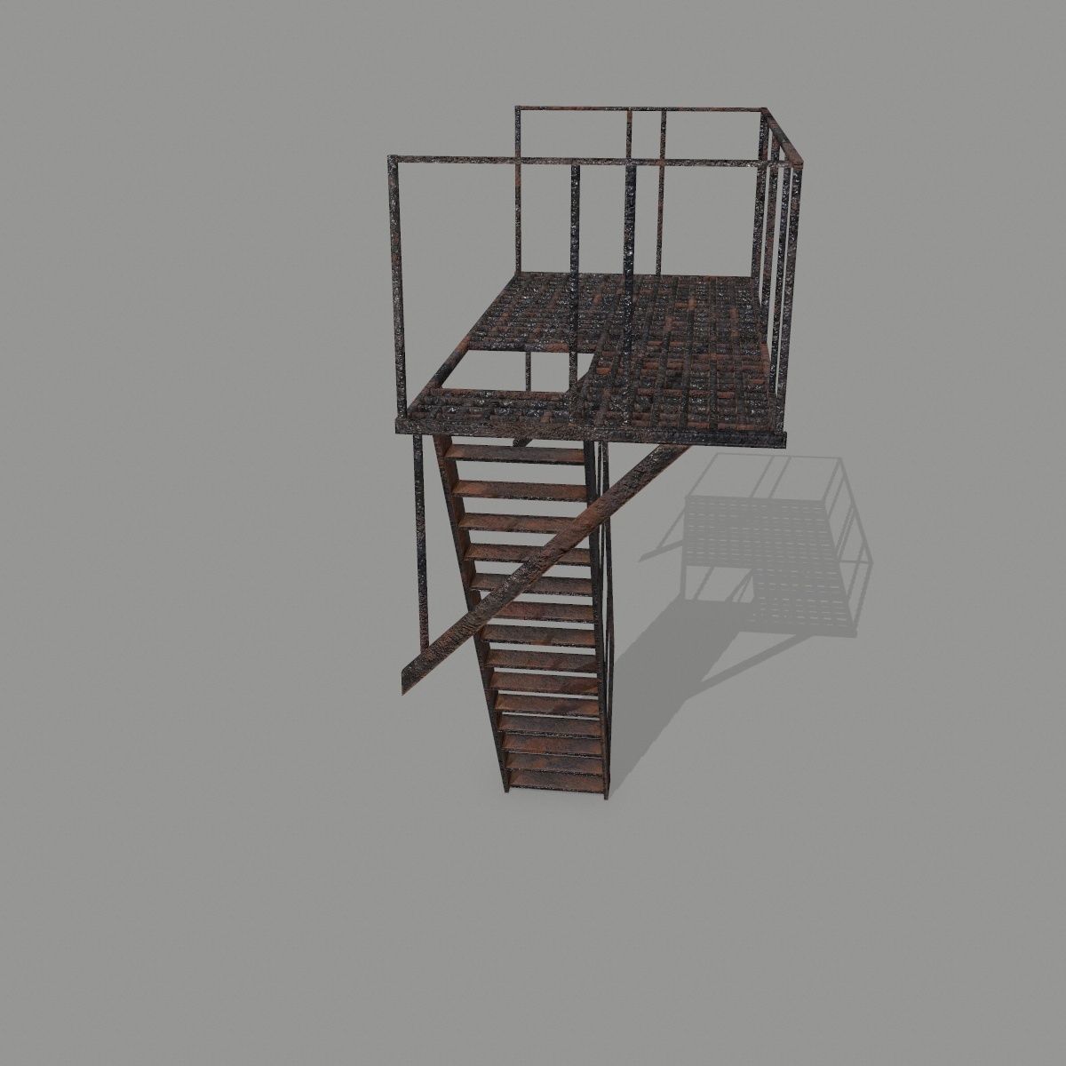 Fire Escape Low-poly 3D model_6