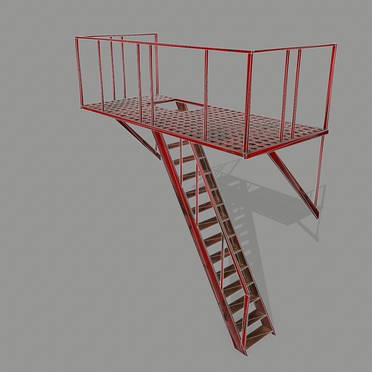 Fire Escape Low-poly 3D model_10