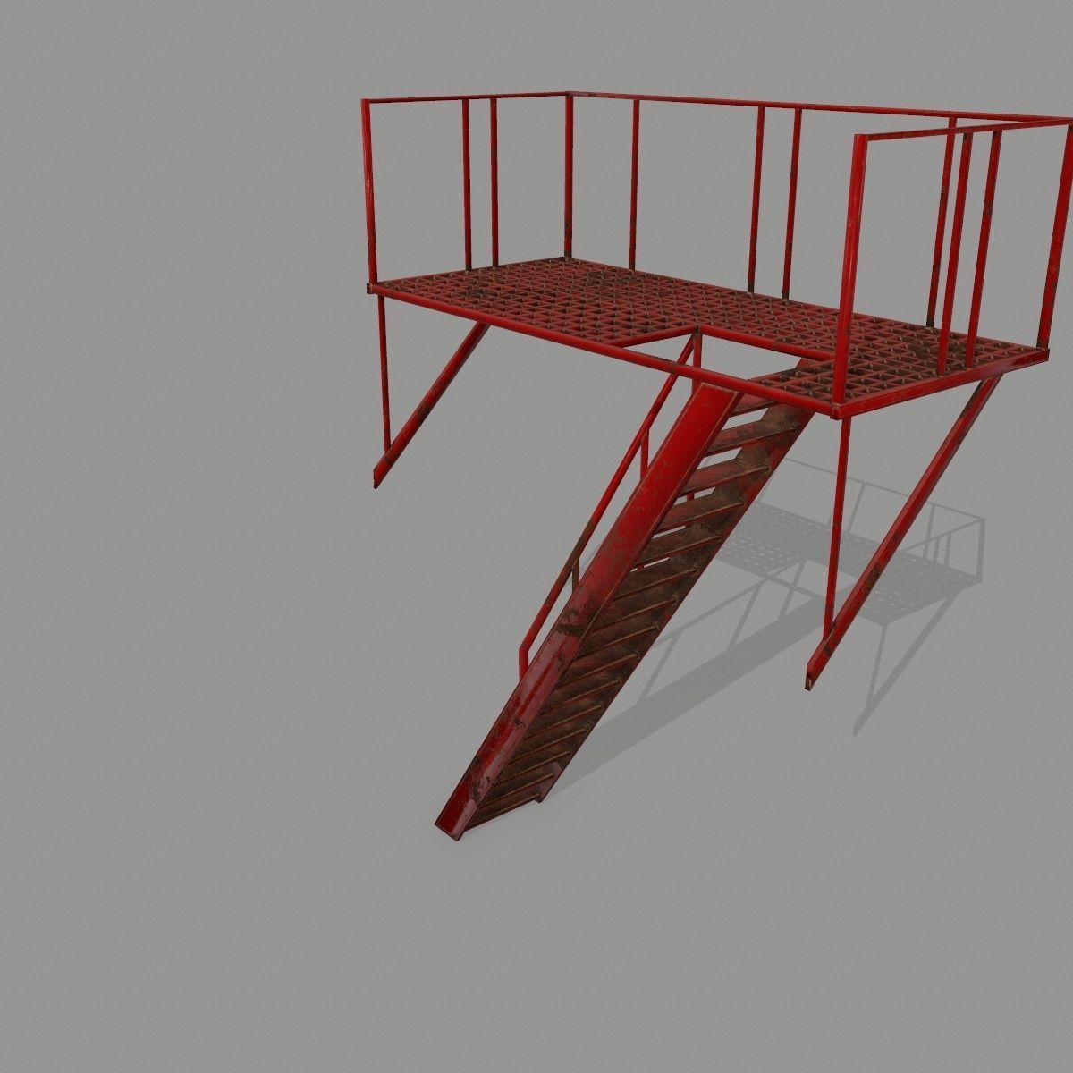 Fire Escape Low-poly 3D model_5