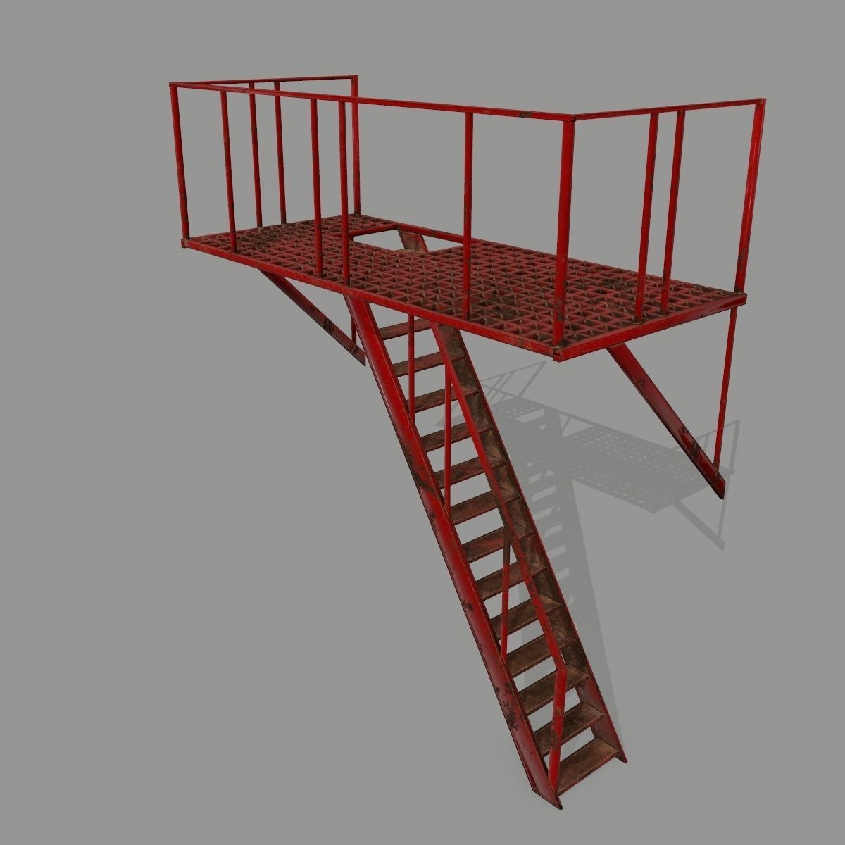 Fire Escape Low-poly 3D model_9