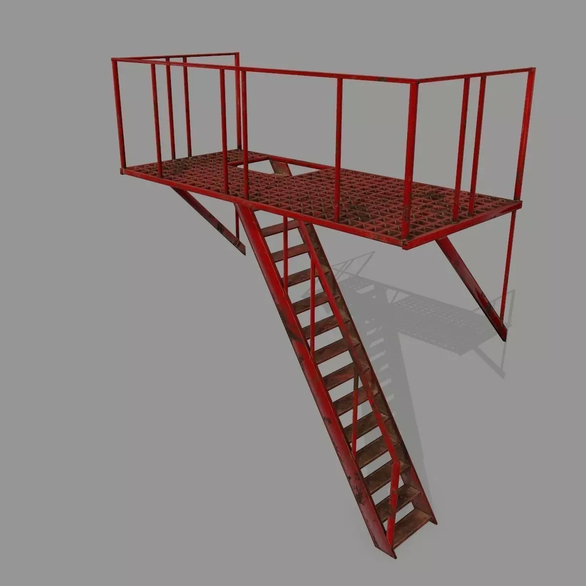 Fire Escape Low-poly 3D model_0