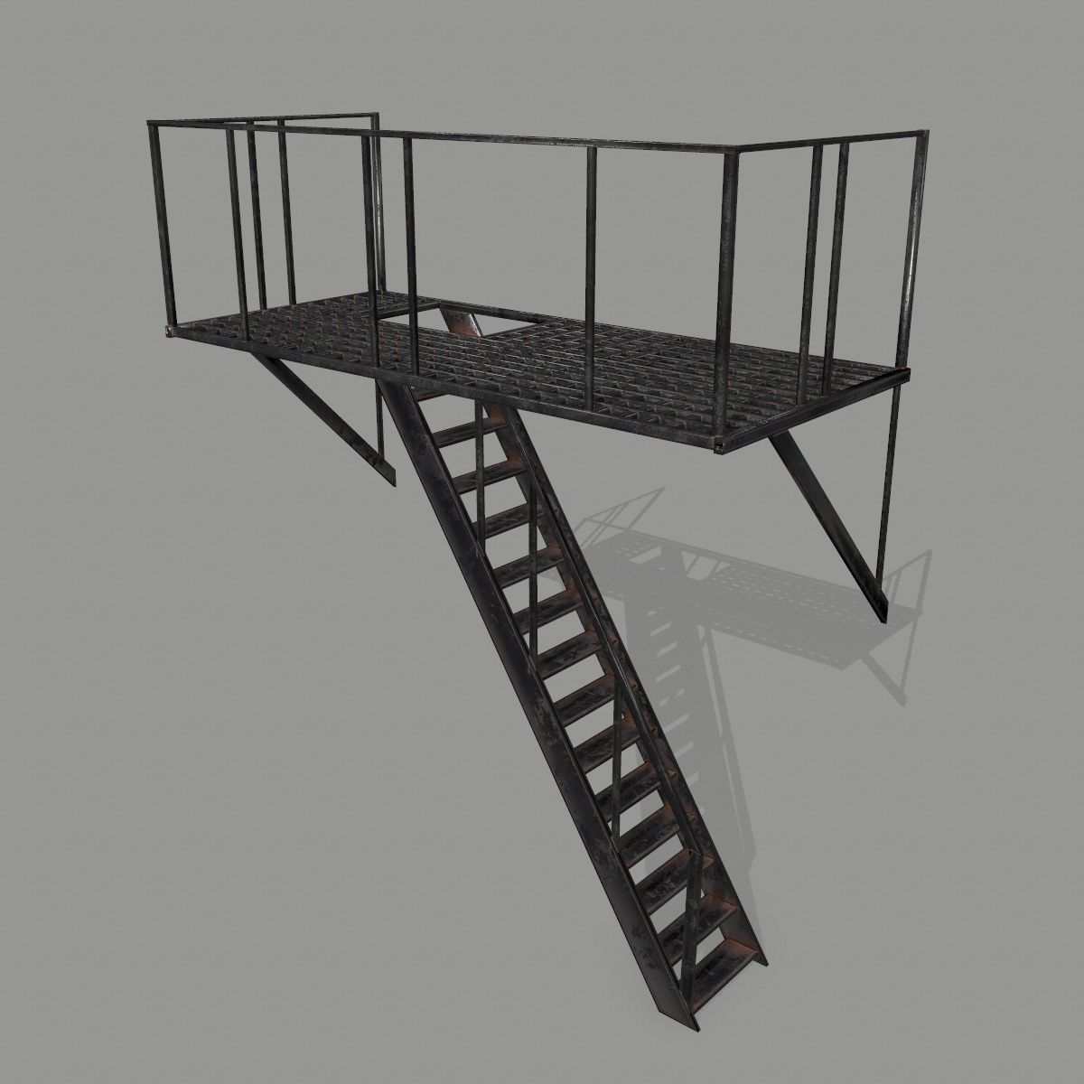 Fire Escape Low-poly 3D model_9