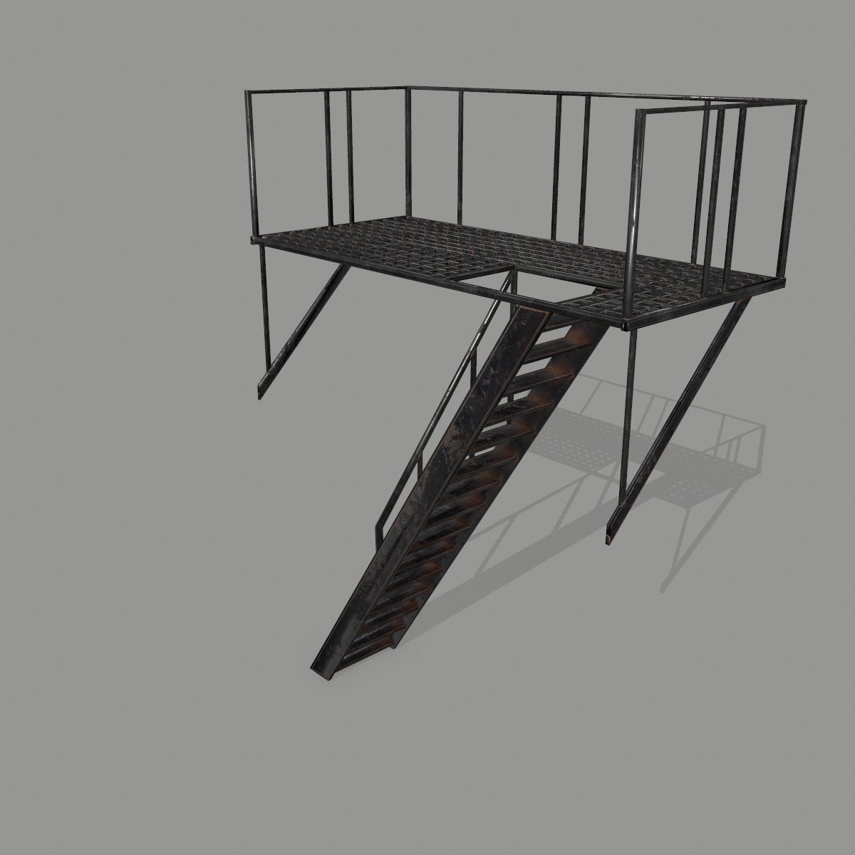 Fire Escape Low-poly 3D model_5