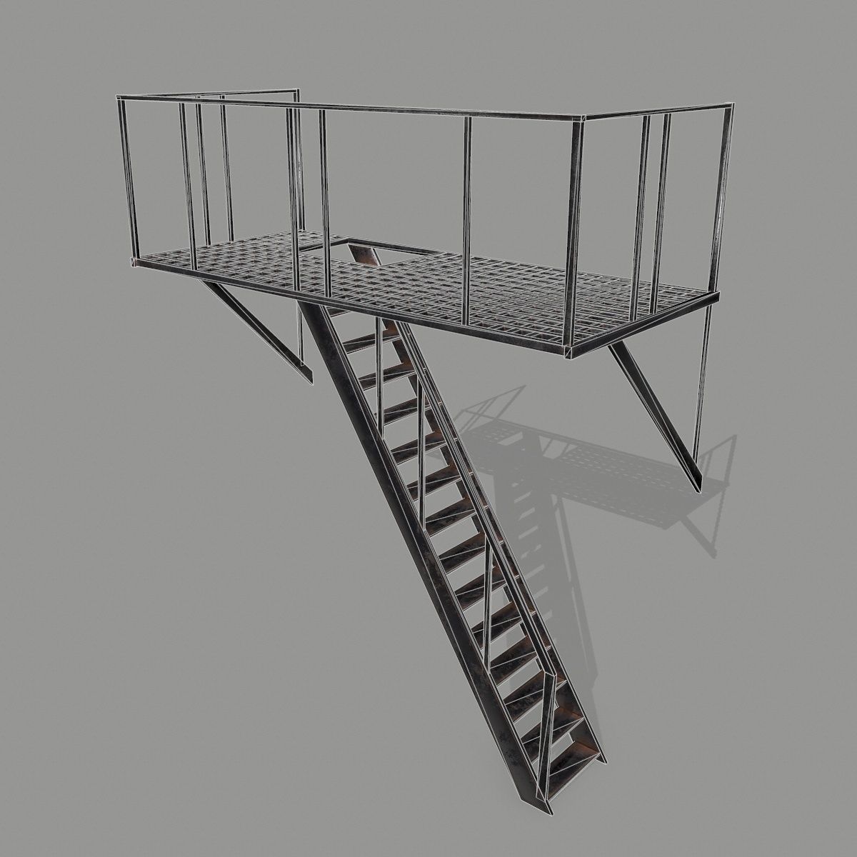 Fire Escape Low-poly 3D model_10