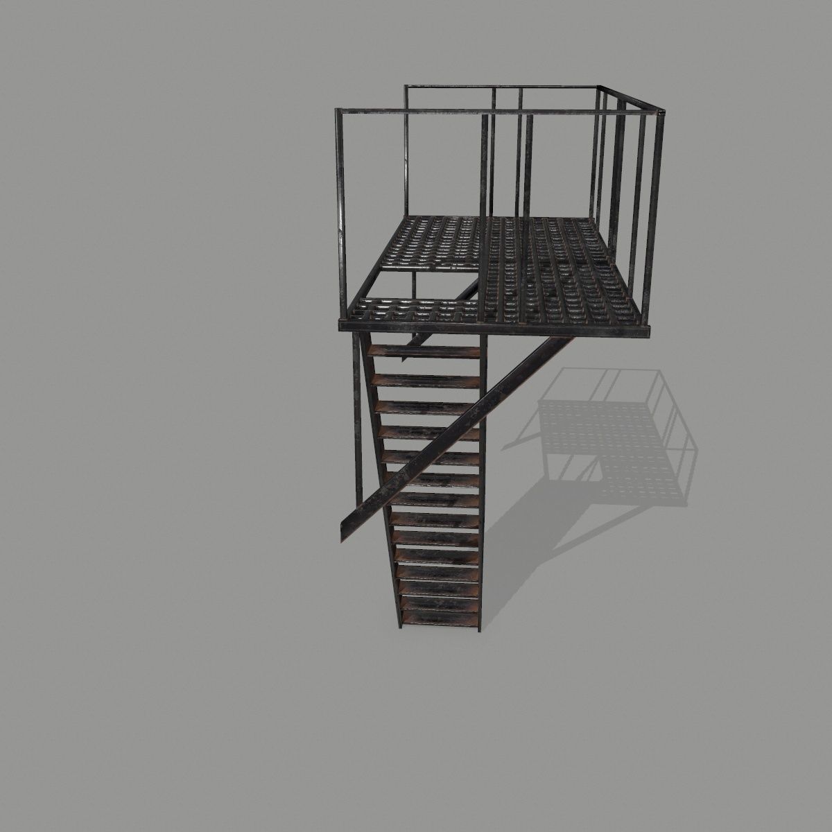 Fire Escape Low-poly 3D model_6