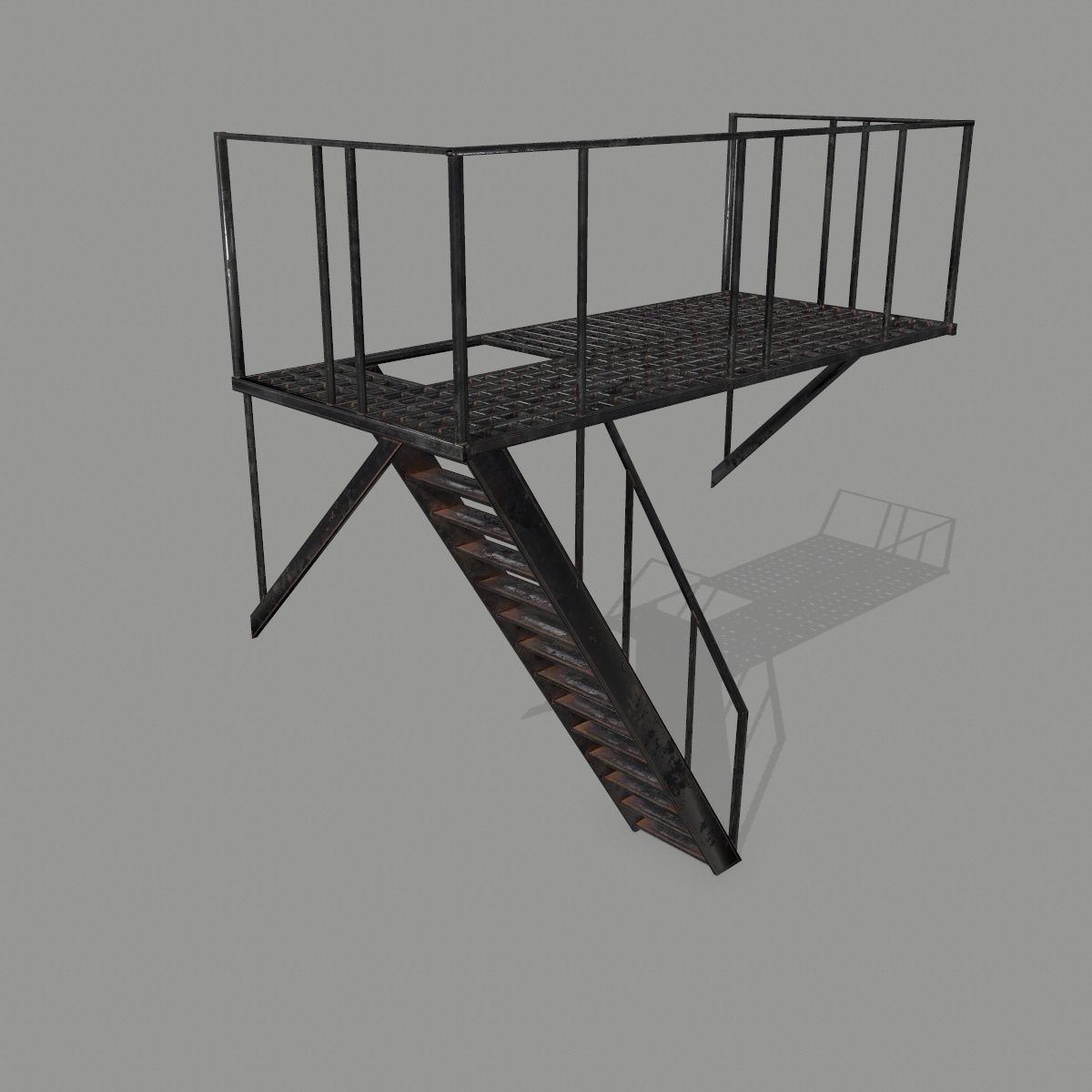 Fire Escape Low-poly 3D model_7