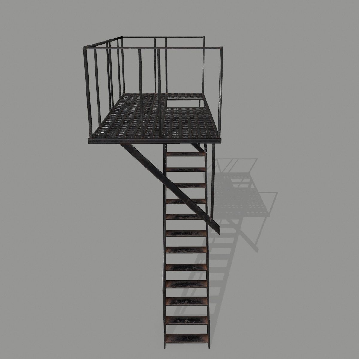 Fire Escape Low-poly 3D model_2