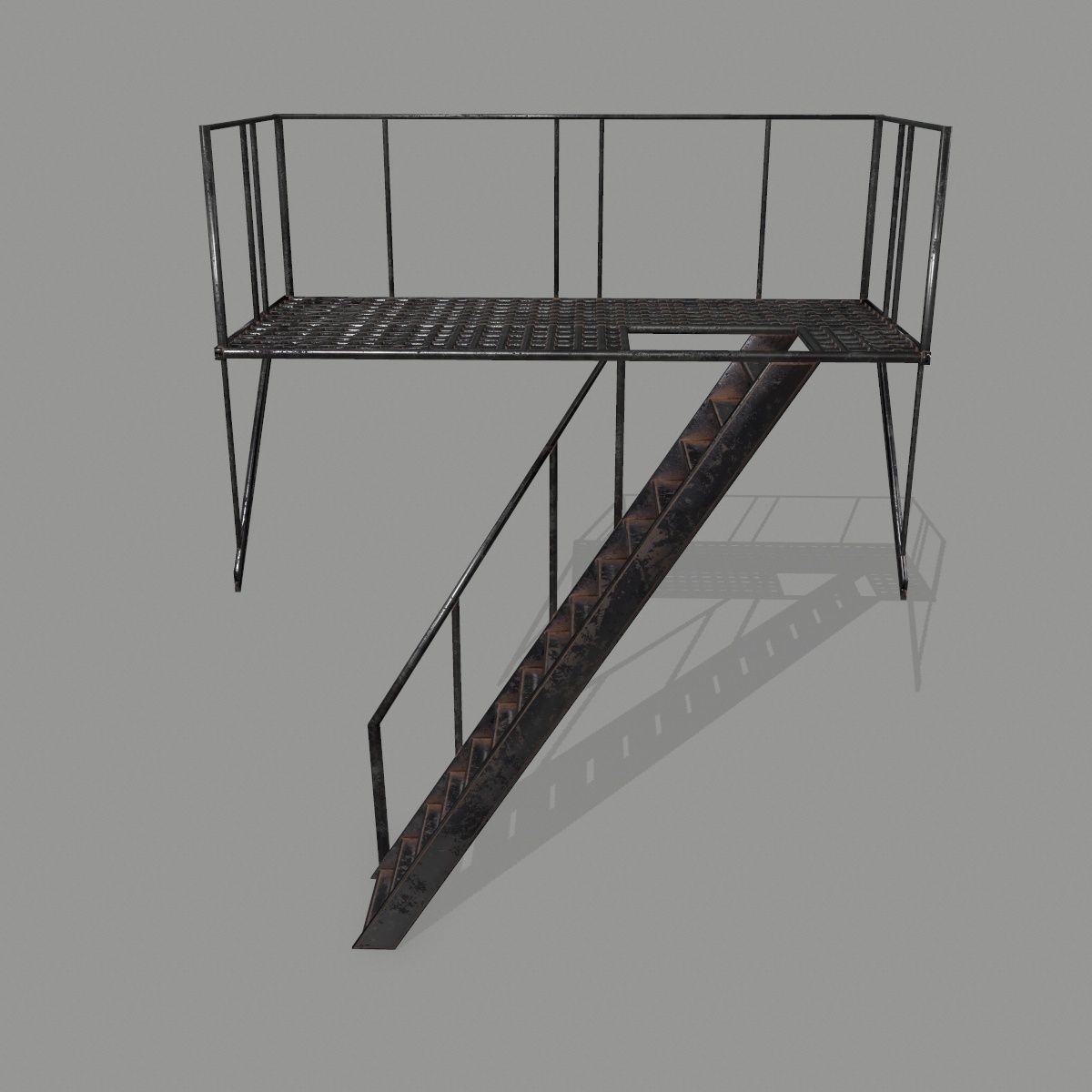 Fire Escape Low-poly 3D model_4