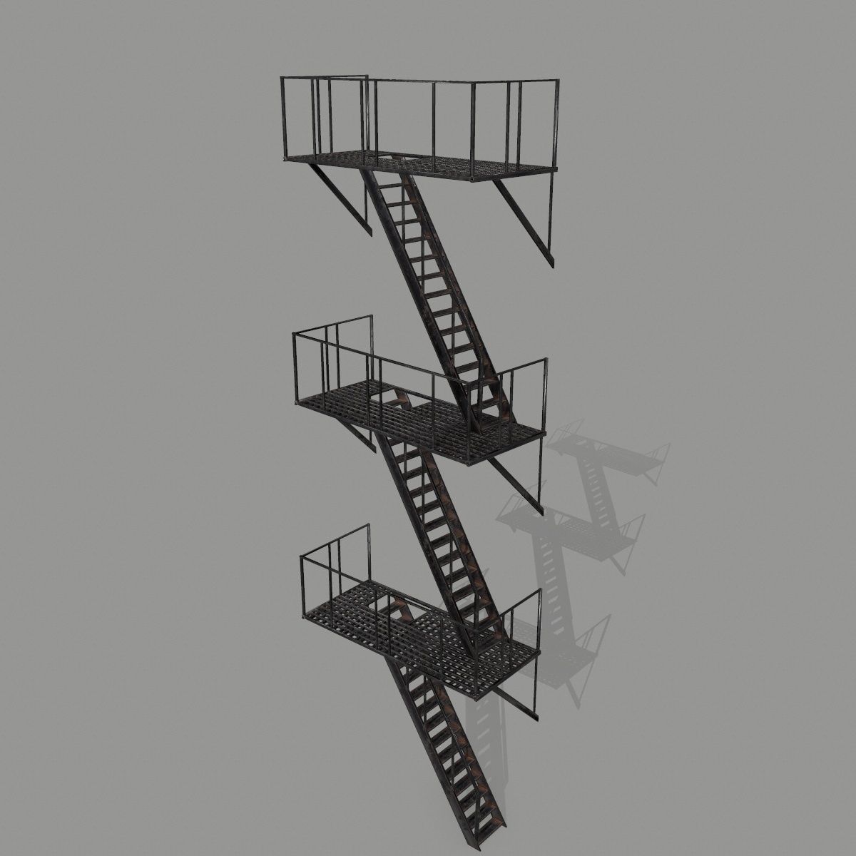 Fire Escape Low-poly 3D model_1