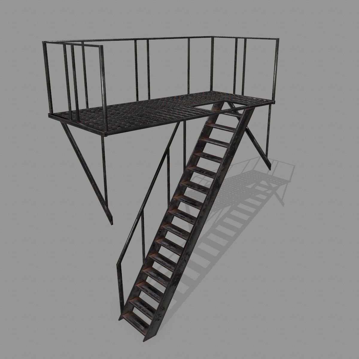 Fire Escape Low-poly 3D model_3