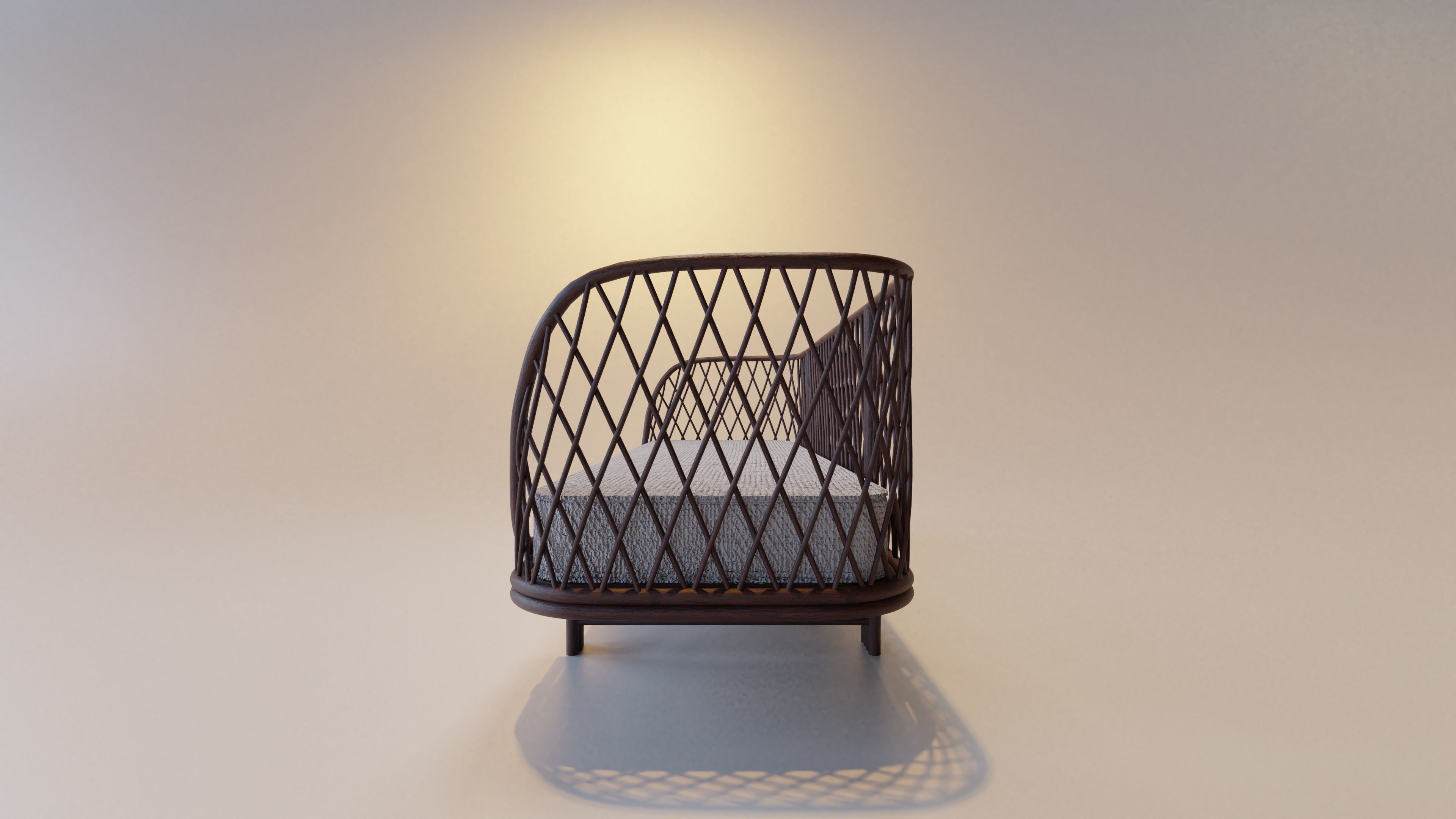 Long Wicker Chair 3D model_2