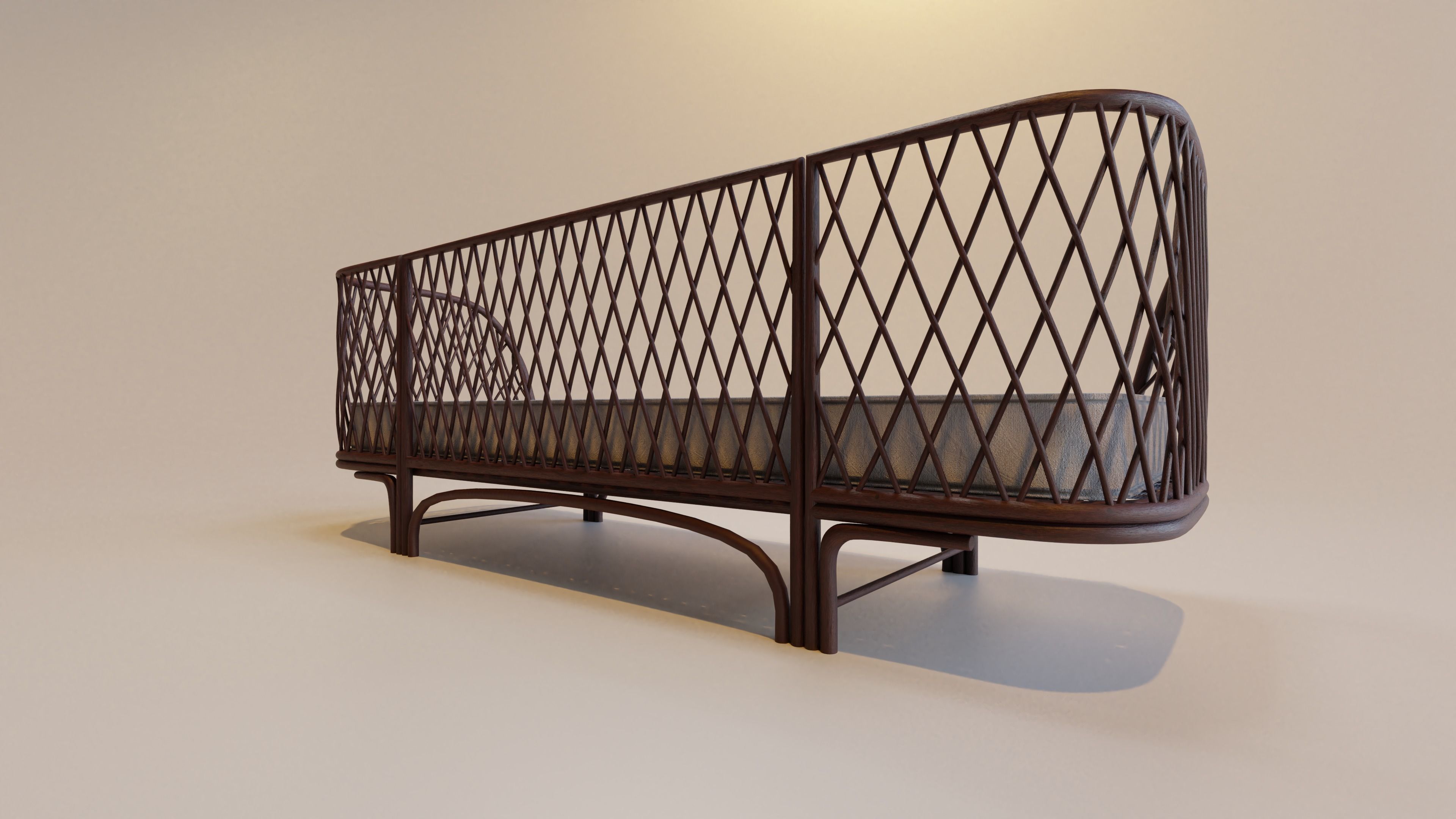 Long Wicker Chair 3D model_4