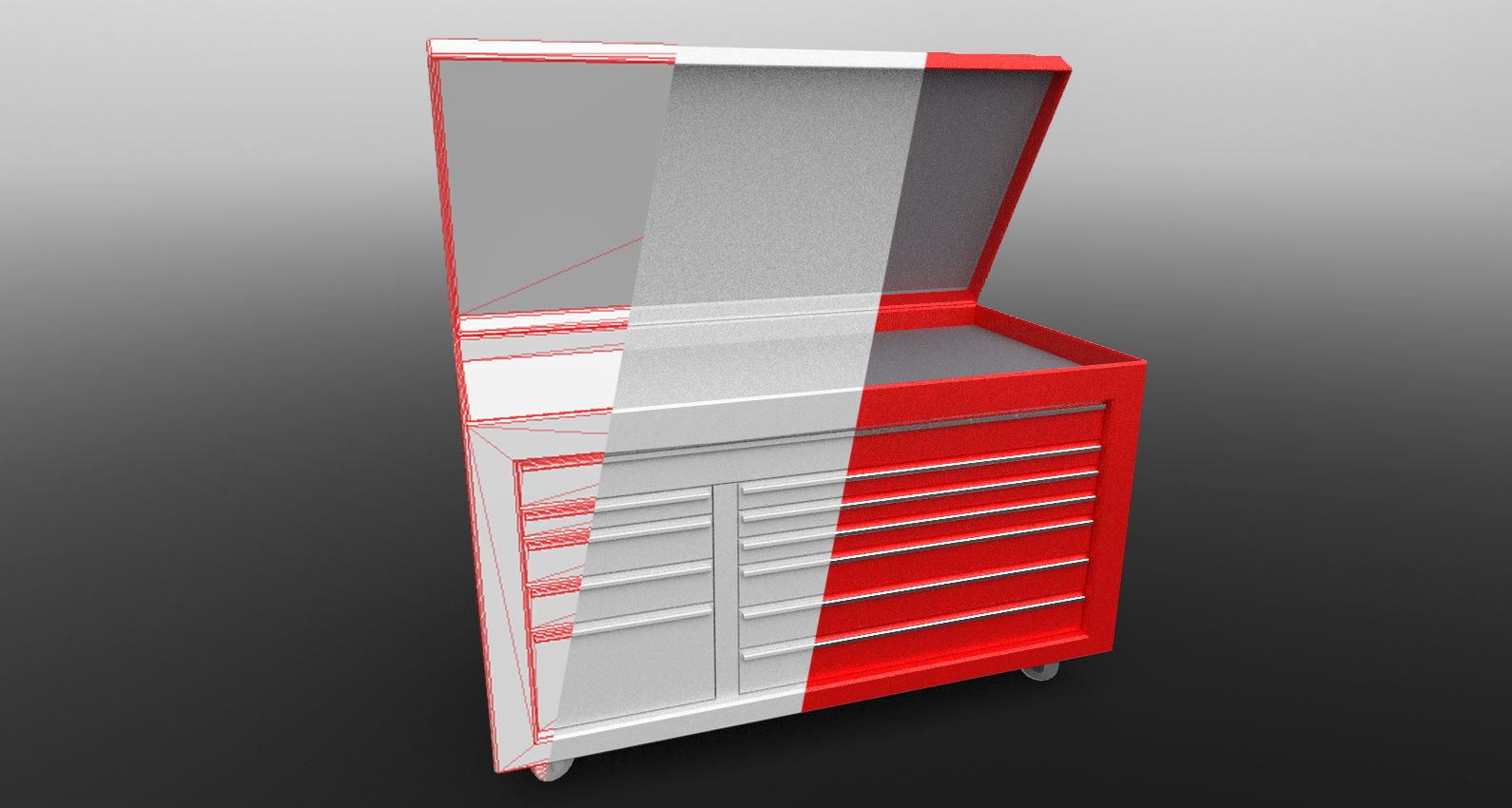 Snap On like Mechanic Toolbox Low-poly 3D model_3