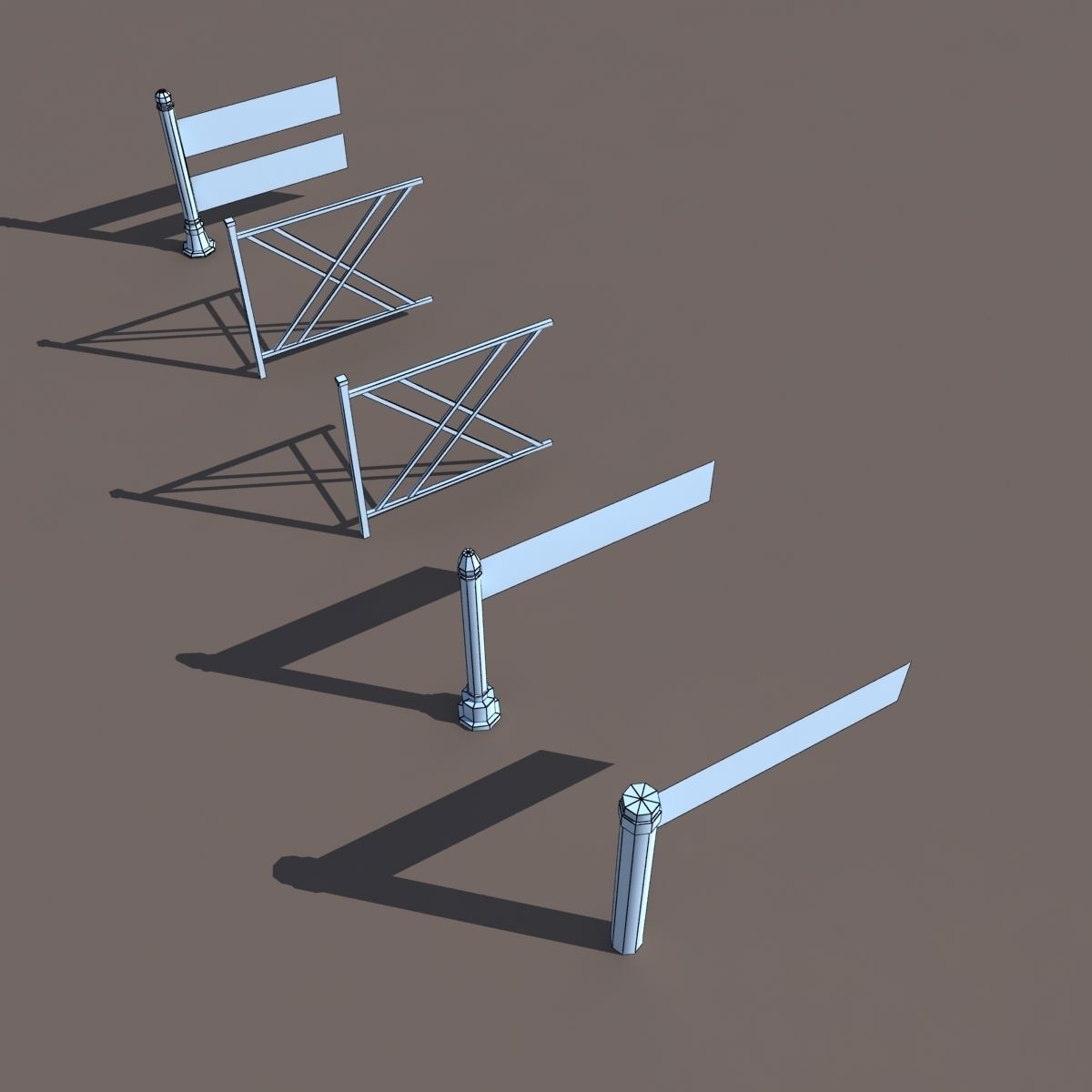 Fence Low Poly 3d Model gate - gate Low-poly 3D model_7