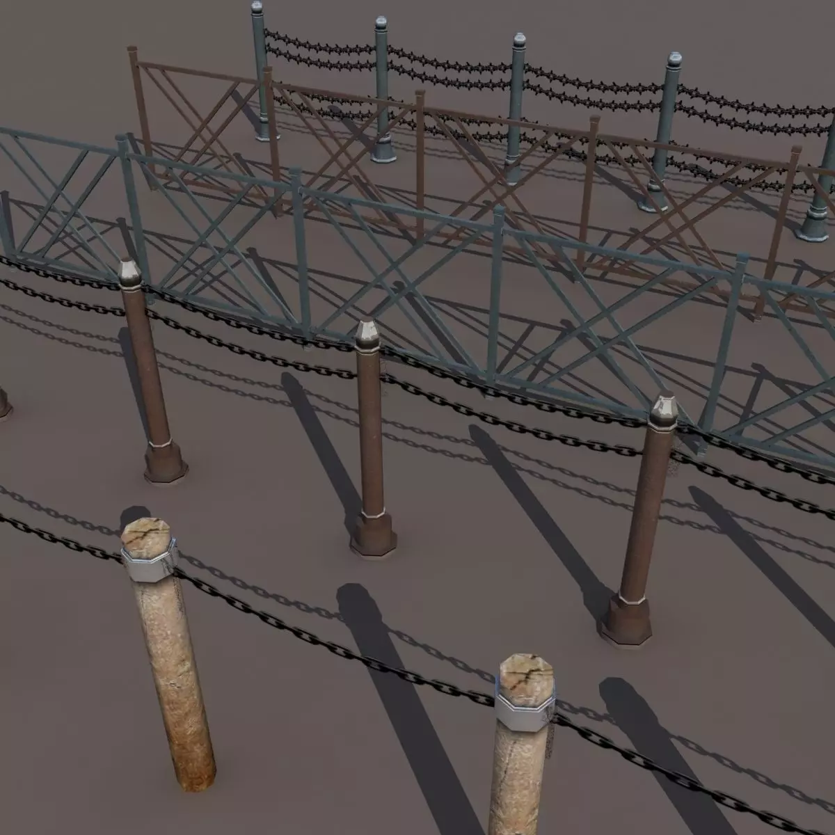 Fence Low Poly 3d Model gate - gate Low-poly 3D model_0