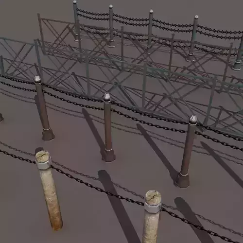 Fence Low Poly 3d Model gate - gate Low-poly 3D model