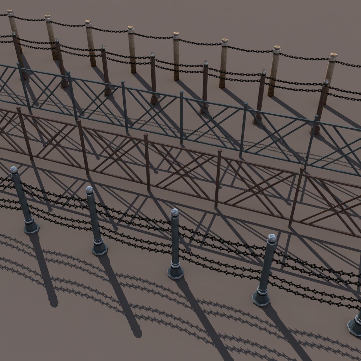 Fence Low Poly 3d Model gate - gate Low-poly 3D model_4