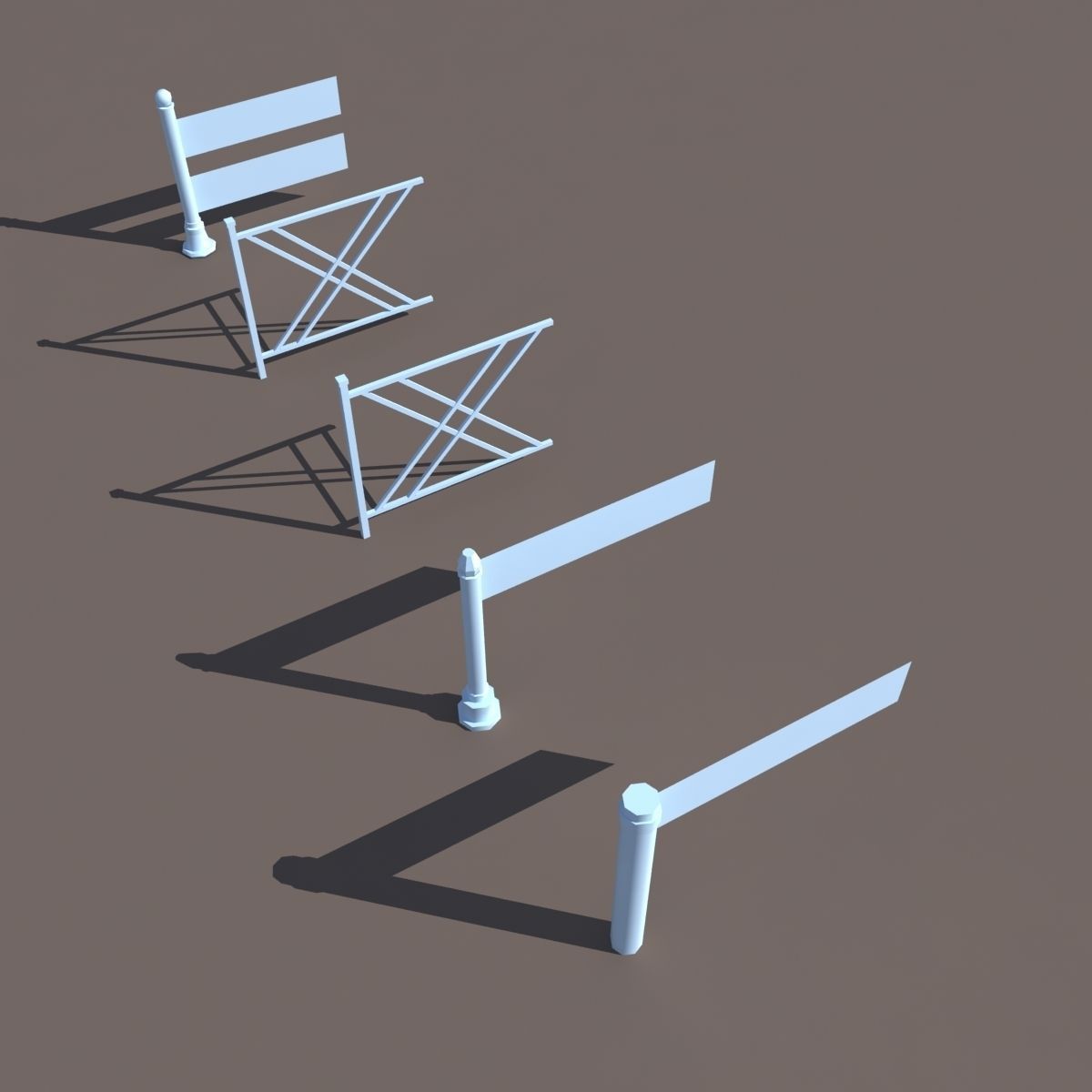 Fence Low Poly 3d Model gate - gate Low-poly 3D model_9