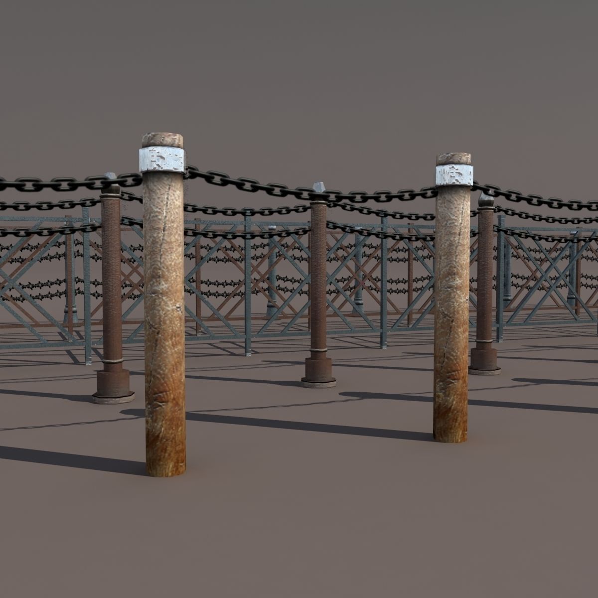 Fence Low Poly 3d Model gate - gate Low-poly 3D model_2