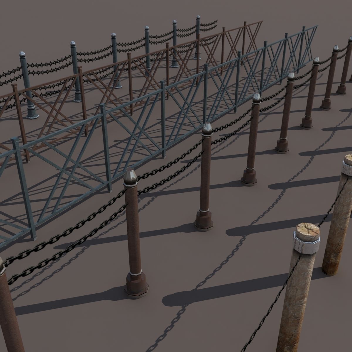 Fence Low Poly 3d Model gate - gate Low-poly 3D model_5