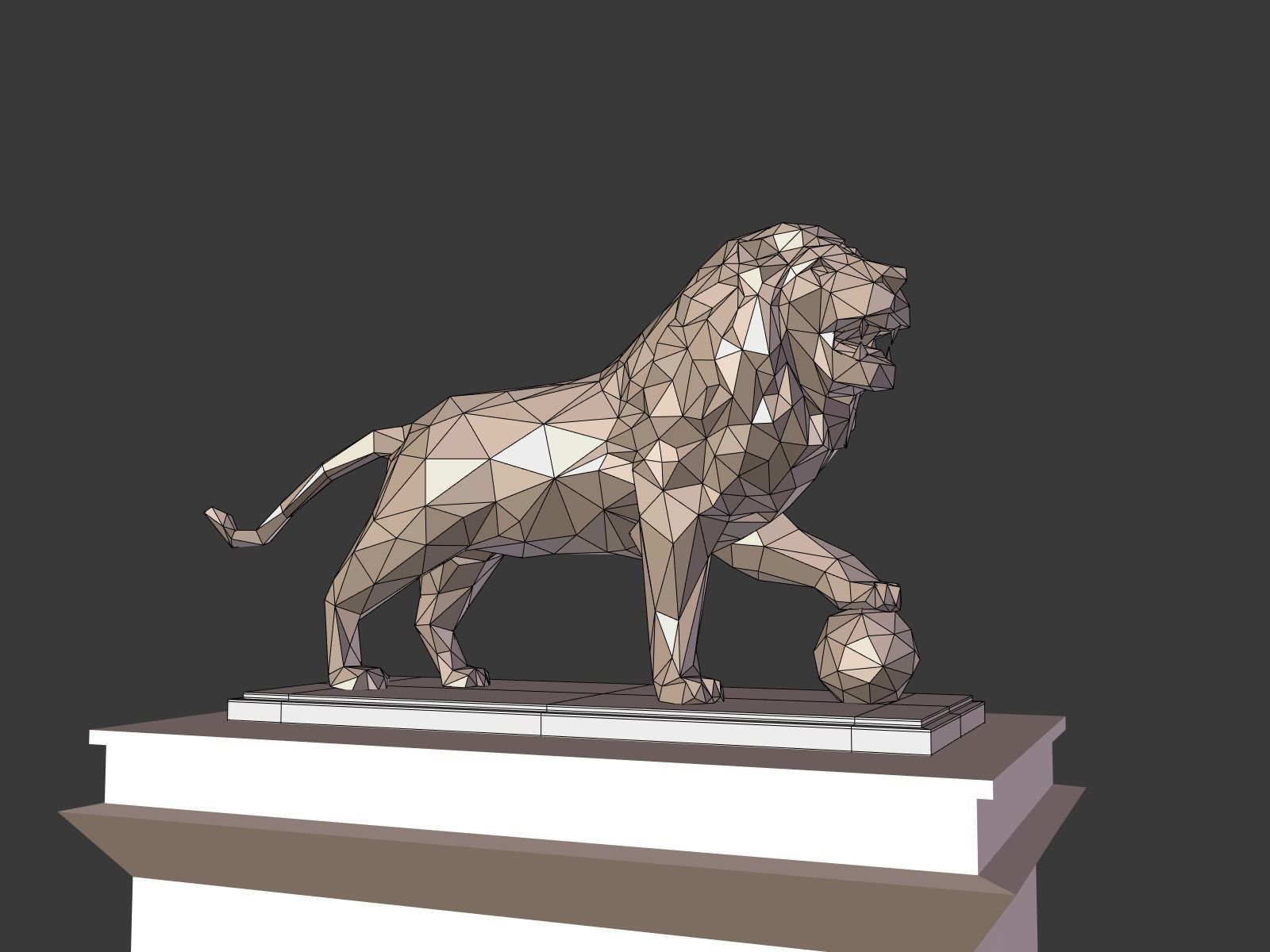Cartoon Lion Statue - Low Poly Low-poly 3D model_2