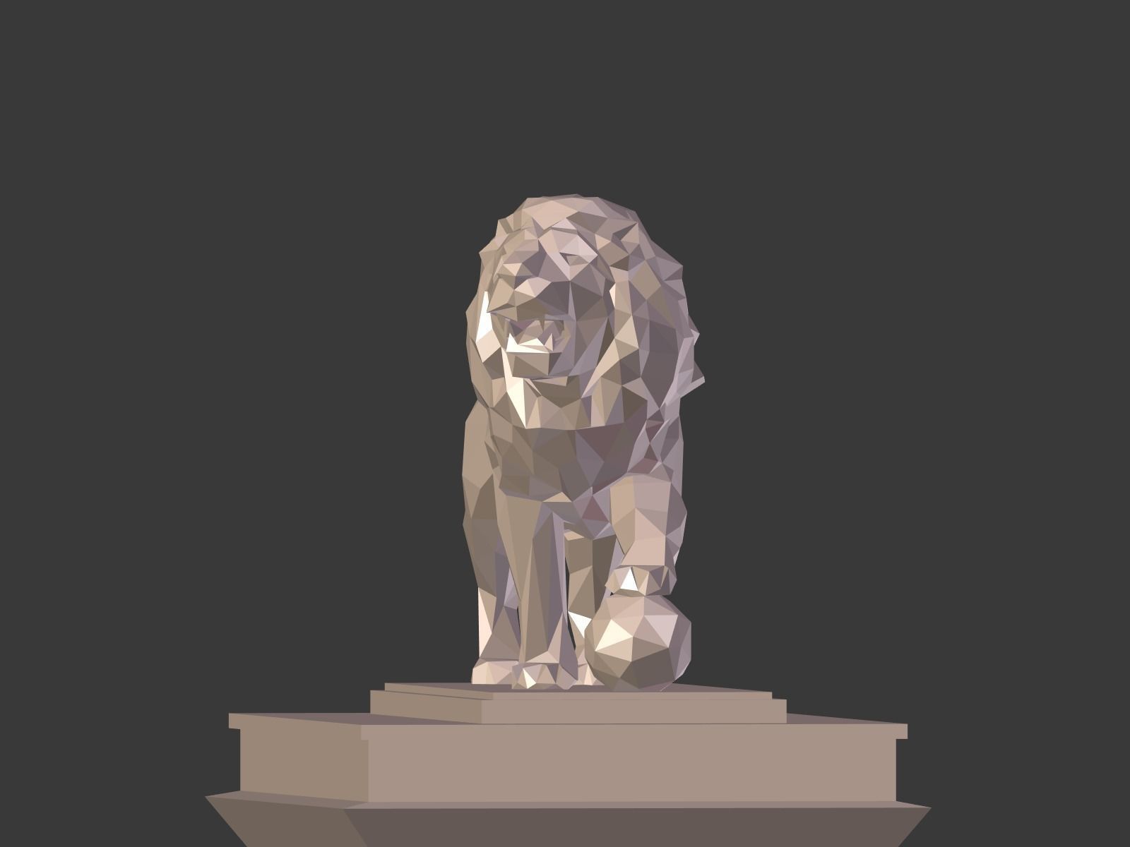 Cartoon Lion Statue - Low Poly Low-poly 3D model_8
