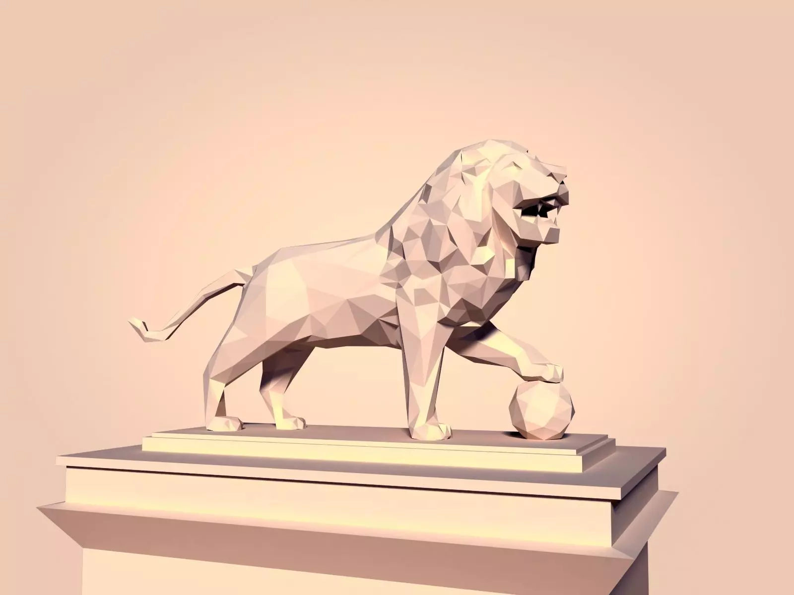 Cartoon Lion Statue - Low Poly Low-poly 3D model_0