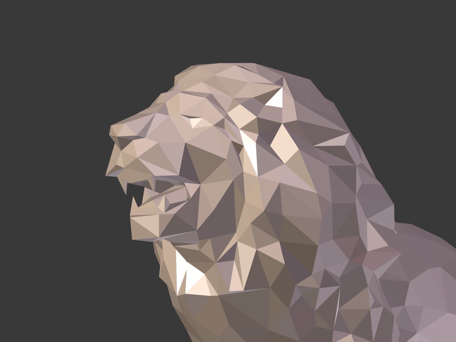 Cartoon Lion Statue - Low Poly Low-poly 3D model_16