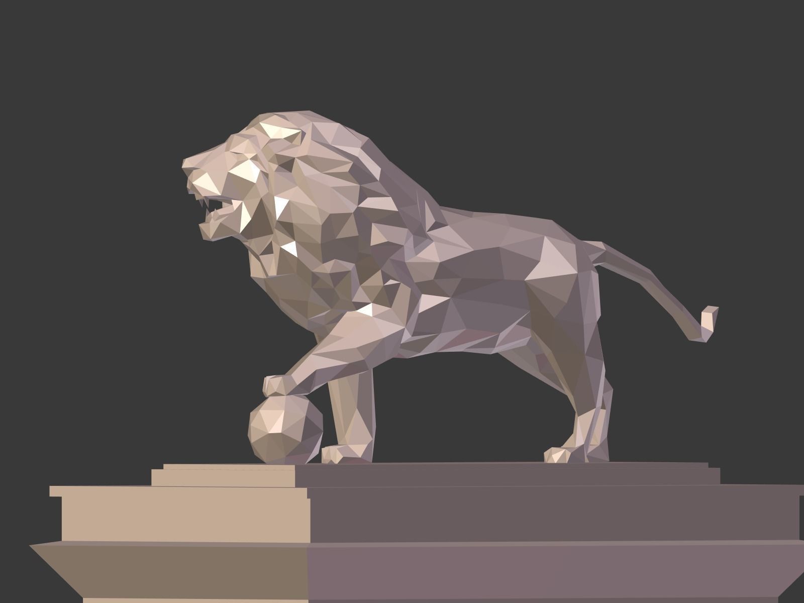 Cartoon Lion Statue - Low Poly Low-poly 3D model_14