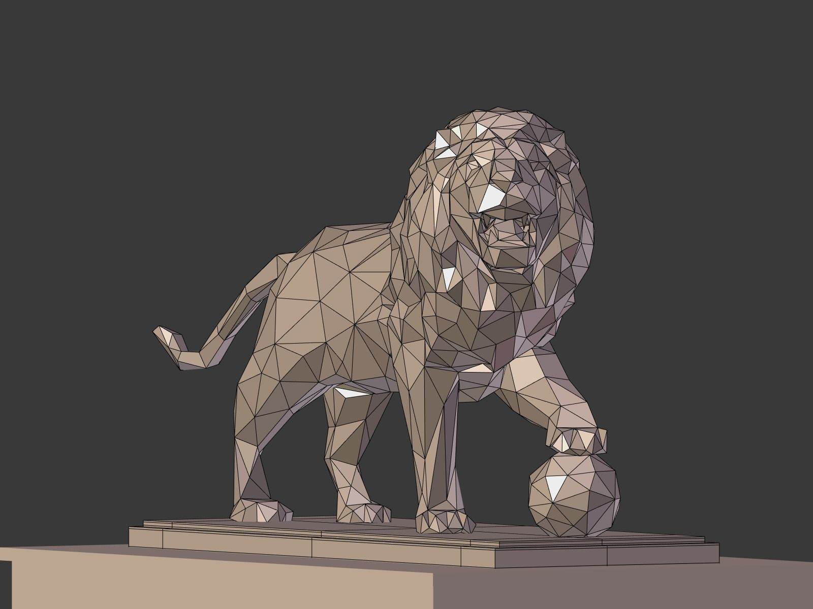 Cartoon Lion Statue - Low Poly Low-poly 3D model_7