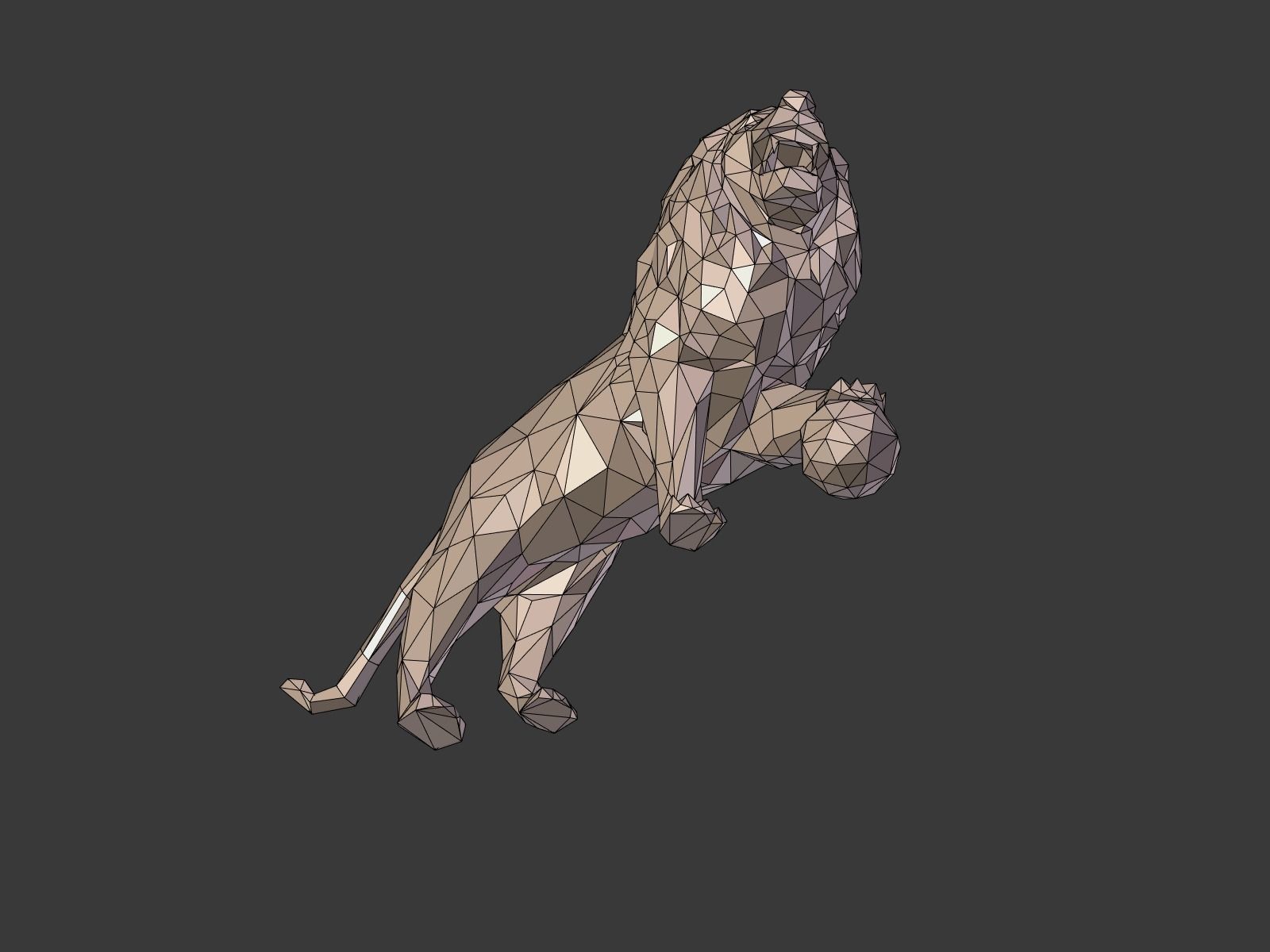 Cartoon Lion Statue - Low Poly Low-poly 3D model_11