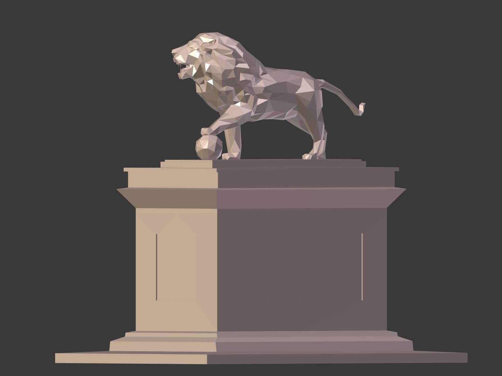 Cartoon Lion Statue - Low Poly Low-poly 3D model_4
