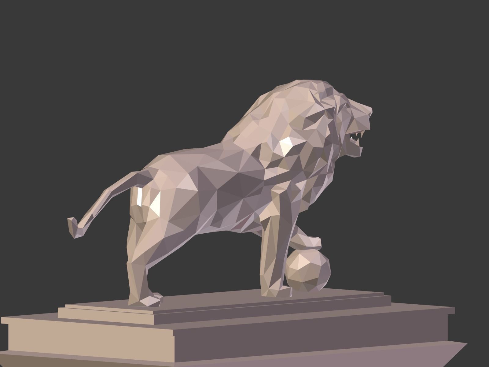 Cartoon Lion Statue - Low Poly Low-poly 3D model_9