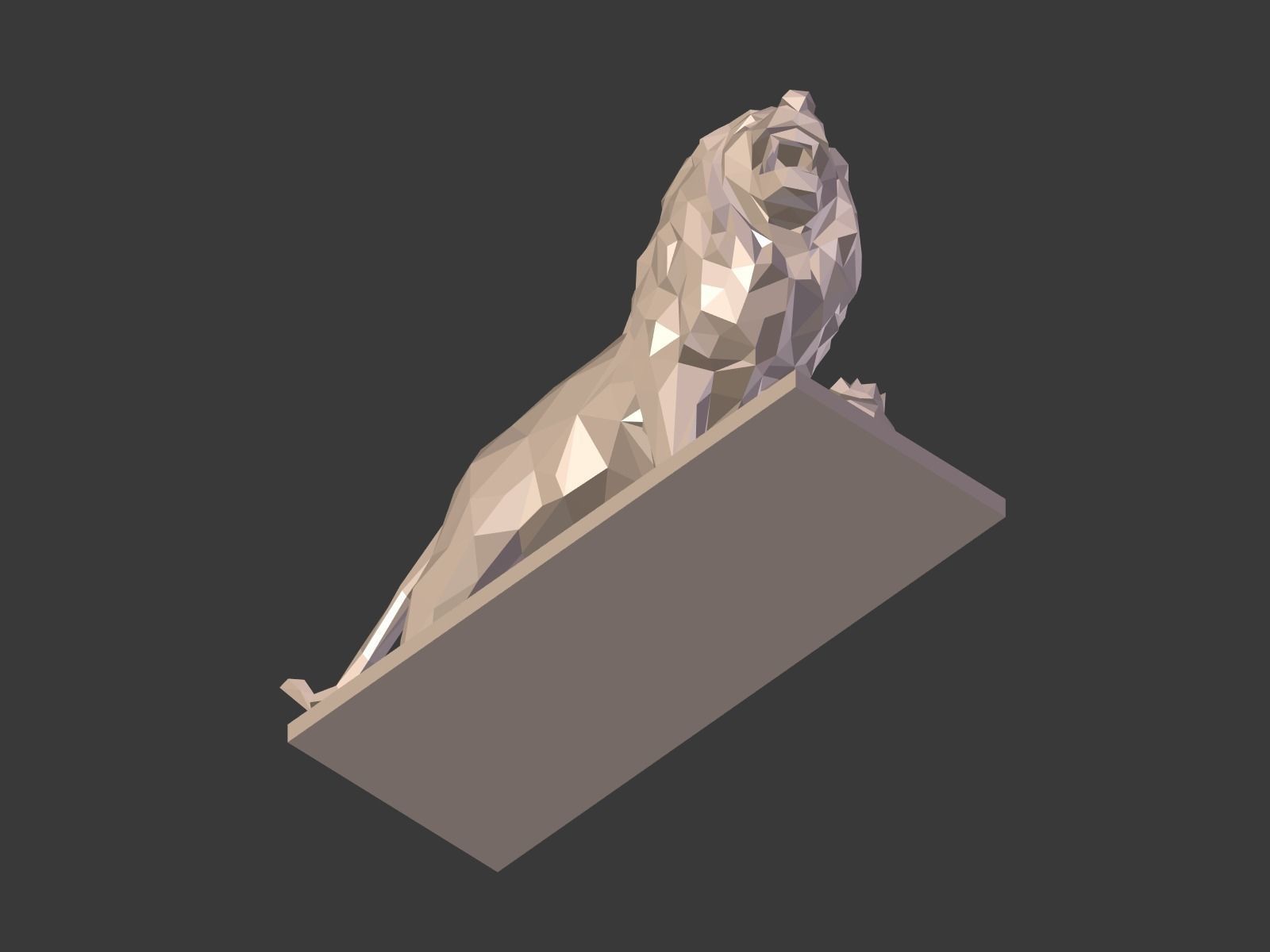 Cartoon Lion Statue - Low Poly Low-poly 3D model_10