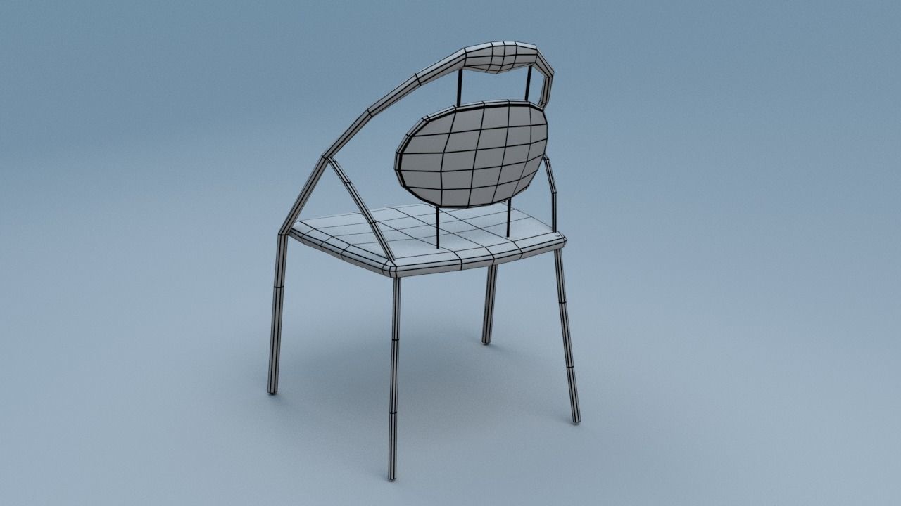 Chair9 for interior cafe and kitchen Low-poly 3D model_5