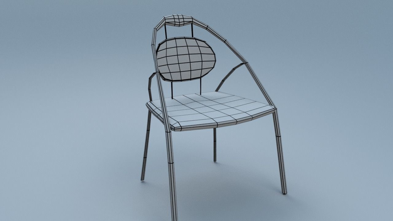 Chair9 for interior cafe and kitchen Low-poly 3D model_4